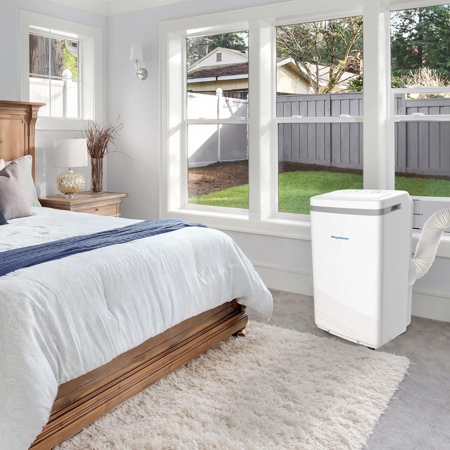 Keystone 5,500 BTU (8,000 BTU ASHRAE) 115-Volt Portable Air Conditioner with Remote, White, KSTAP08MFC