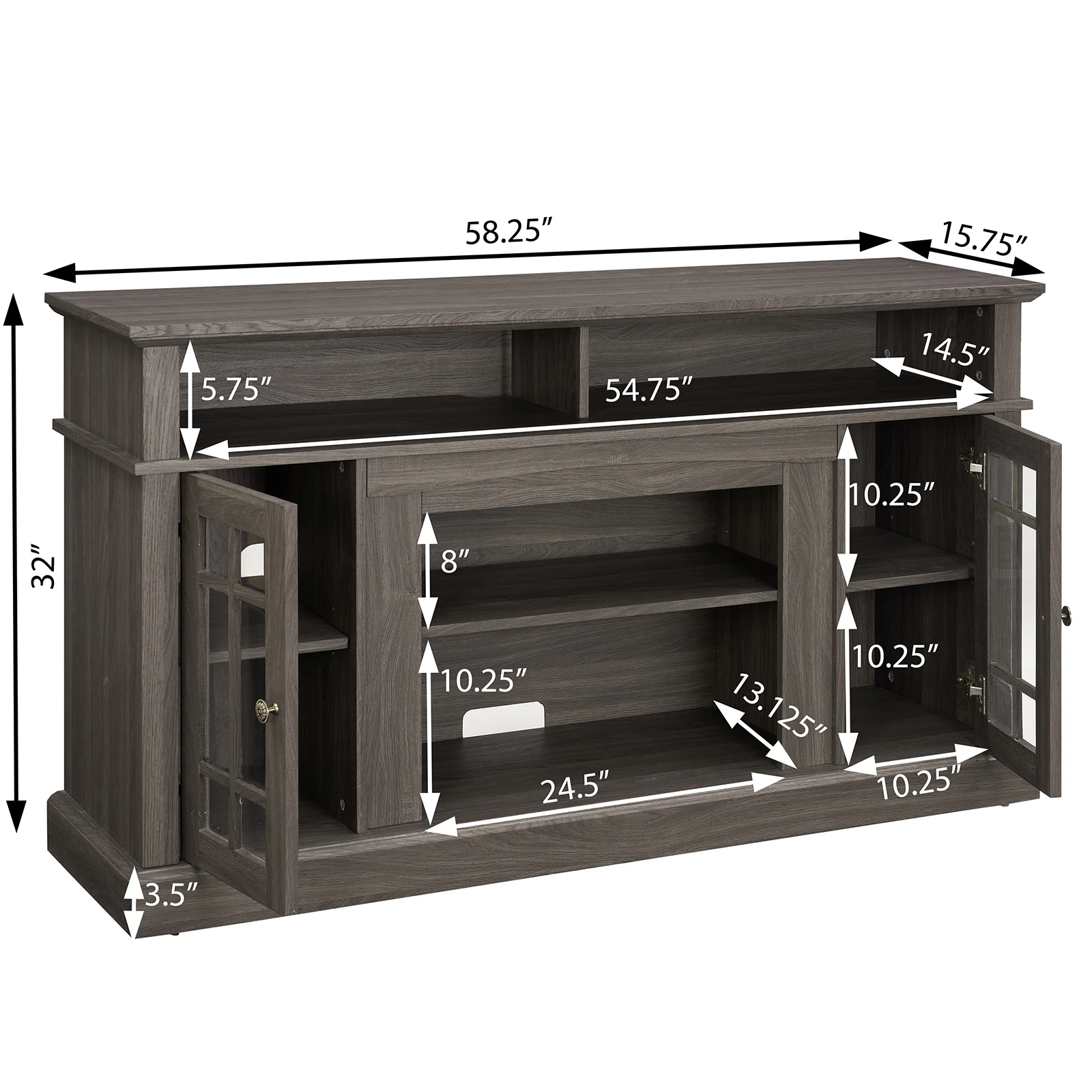 Fireplace TV Stand for TVs Up to 65 Inch,Electric Fireplace TV Console with Remote Control, TV Entertainment Center with 23�� Fireplace (Dark Walnut).