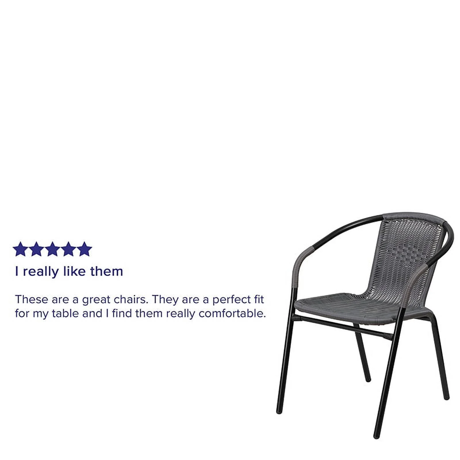 Flash Furniture Lila 2 Pack Gray Rattan Indoor-Outdoor Restaurant Stack Chair