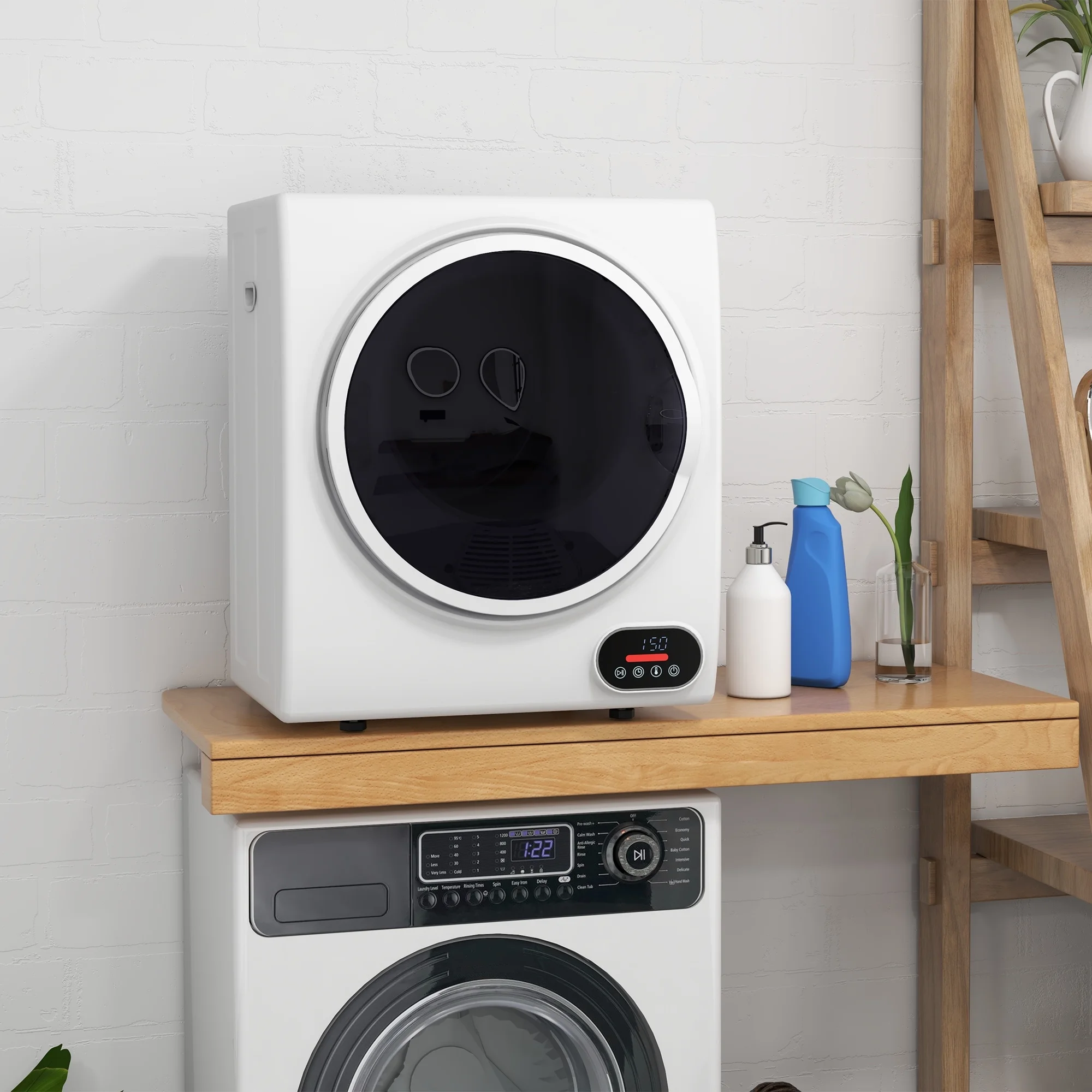 HOMCOM Portable Clothes Dryer 120V 850W Laundry Dryer for Apartment, White