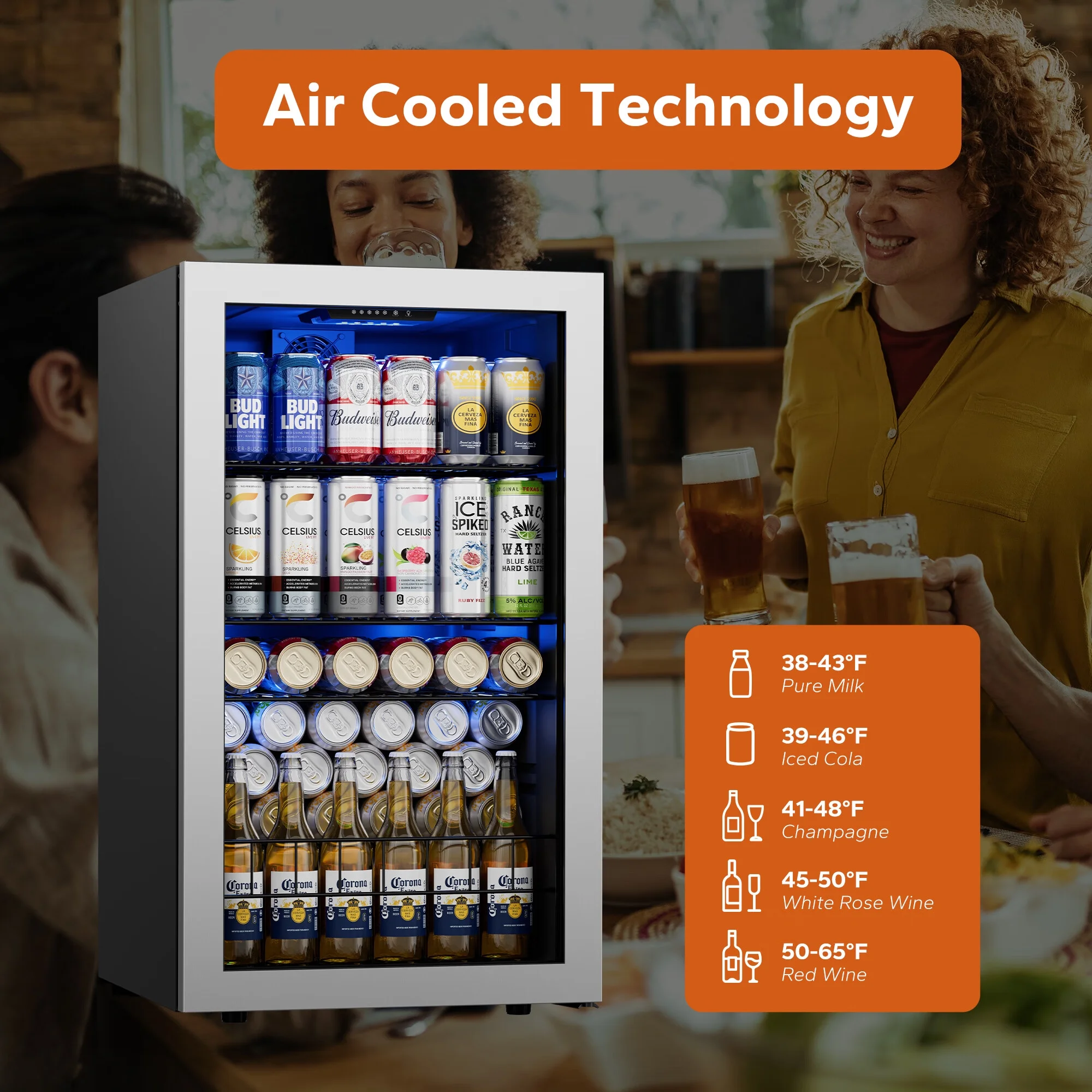Ca'Lefort Beverage Refrigerator Cooler, 102-140 Can Freestanding Beverage Fridge��Mini fridge with Glass Door for Home/Bar/Office