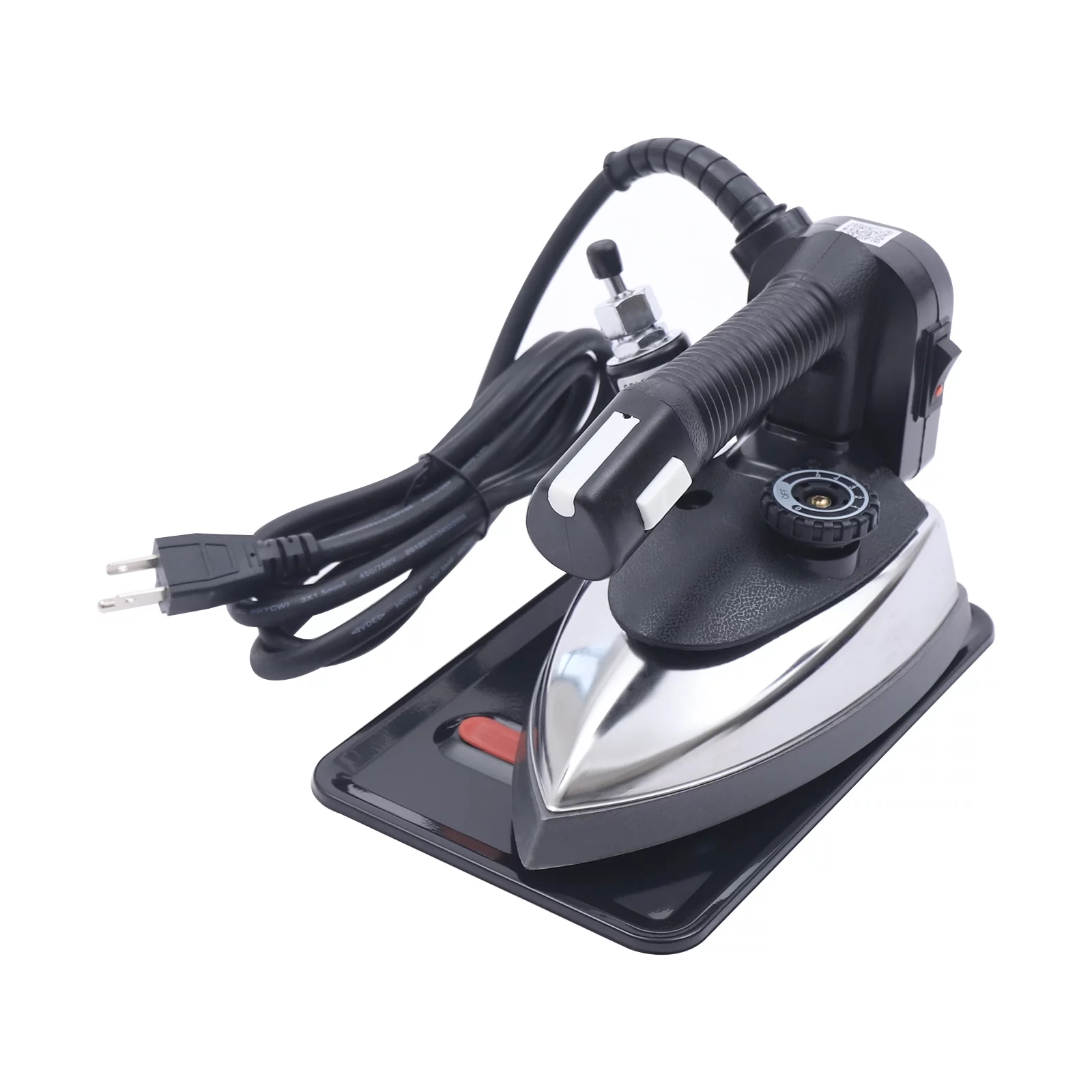 Industrial Steam Iron, 1000W Gravity Feed Steam Iron with 3L Large Water Capacity Tank 5 Gears Silver Black