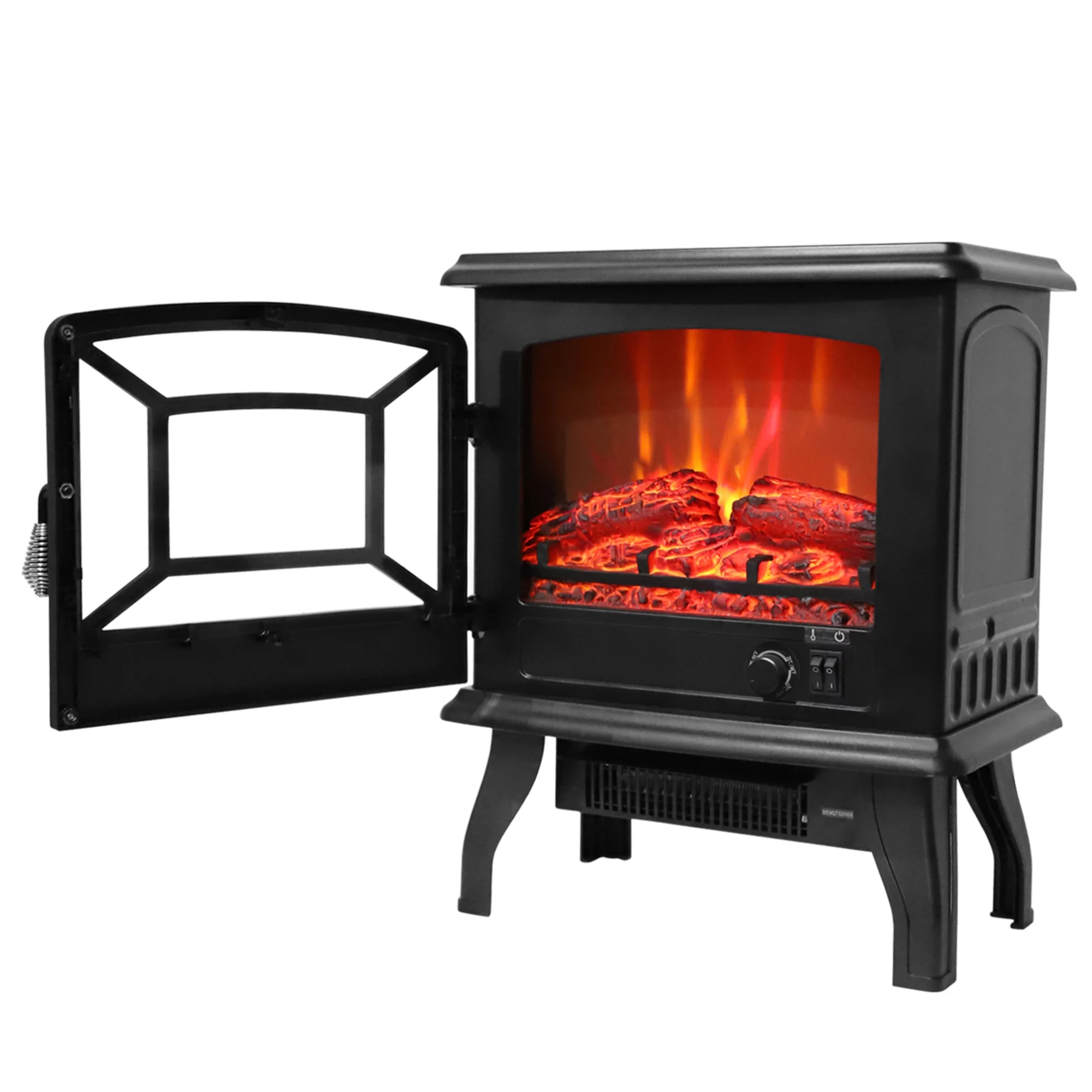 Glavbiku 17 inch 1400w Portable Freestanding Electric Fireplace Stove Heater with 3D Realistic Flame