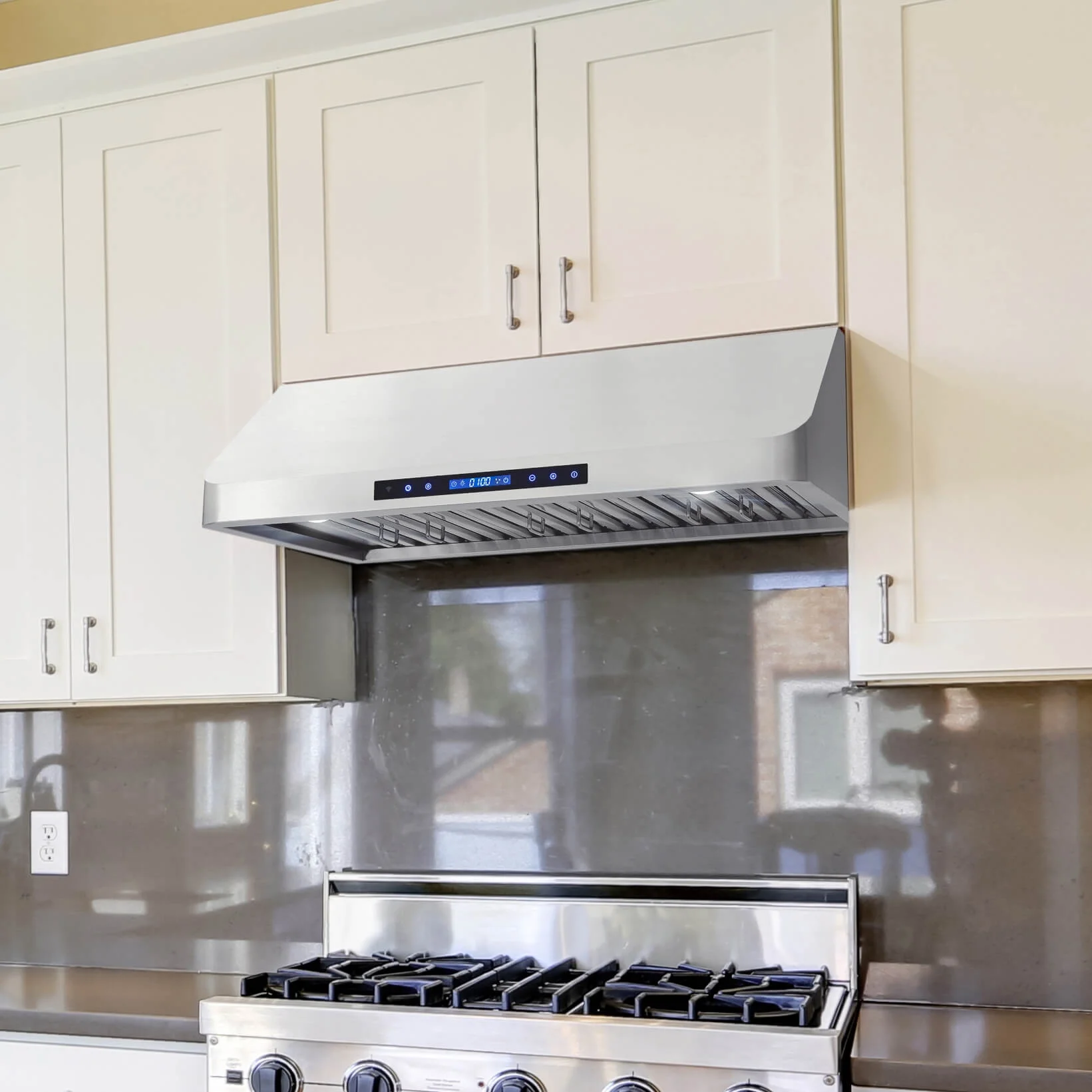 Cosmo 36 in. Ducted Under Cabinet Range Hood Kitchen Hood in Stainless Steel with Touch Display, LED Lighting and Permanent Filters