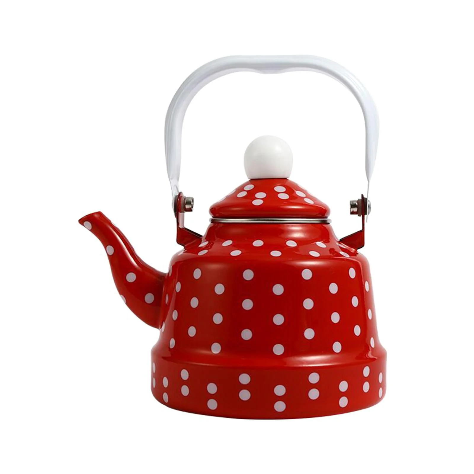 Enamel Teapot for Electric Cooktop 1100ml Hot Water Boiling Pot for Cooker Halogen Red