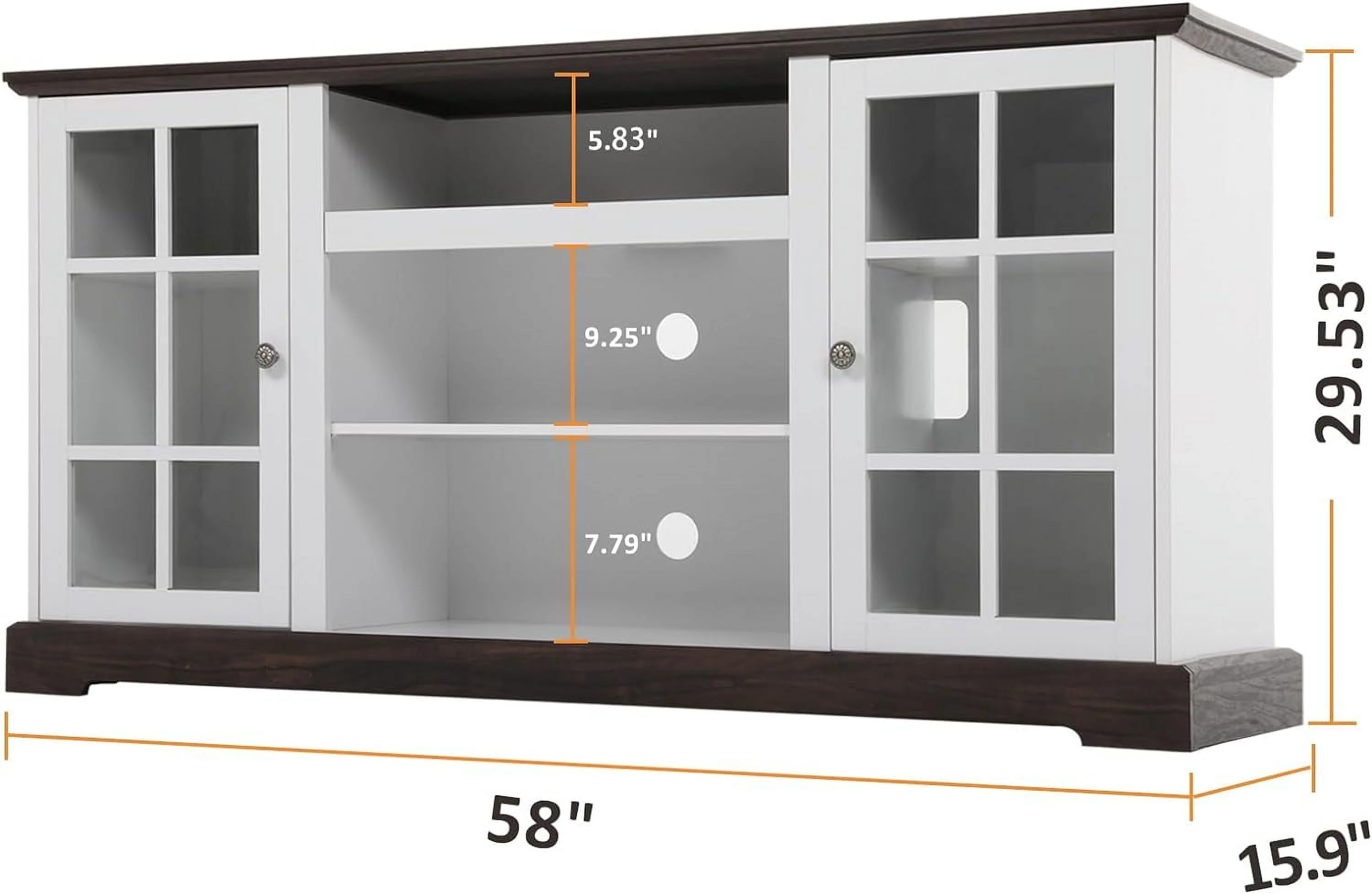 Fireplace TV Stand with 23' Electric Fireplace for 65 inch TV, Modern Farmhouse Entertainment Center Console with Storage Shelves