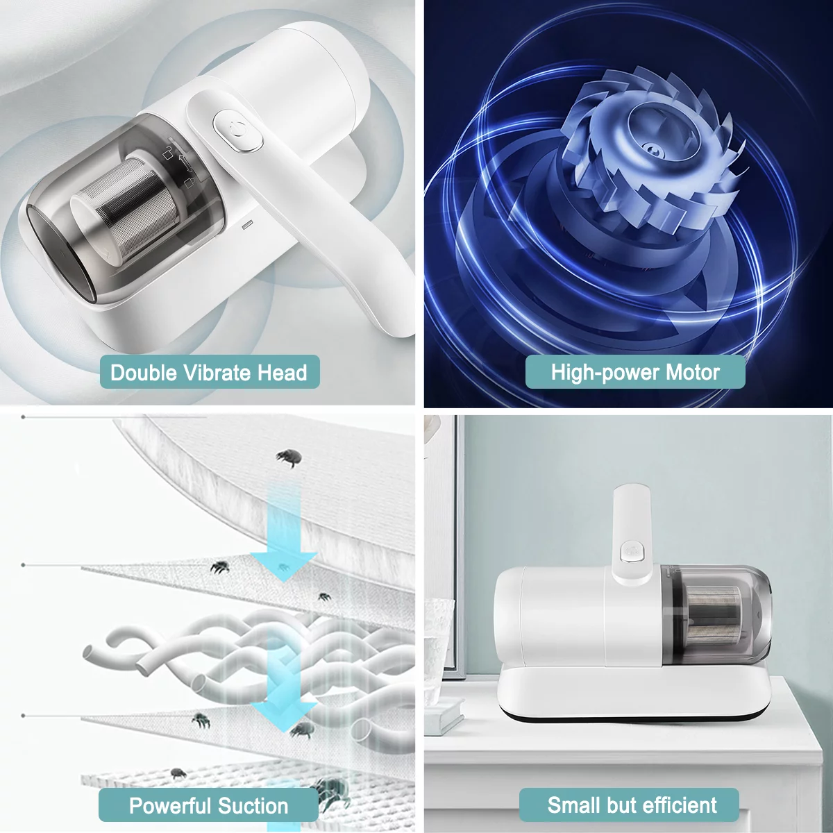 Bed Vacuum Cleaner, Handheld UV Mattress Vacuum with HEPA Filter, Effectively Clean Up for Pillows, Sheets, Mattresses, Sofas, Plush Toys and Other Fabric Surfaces