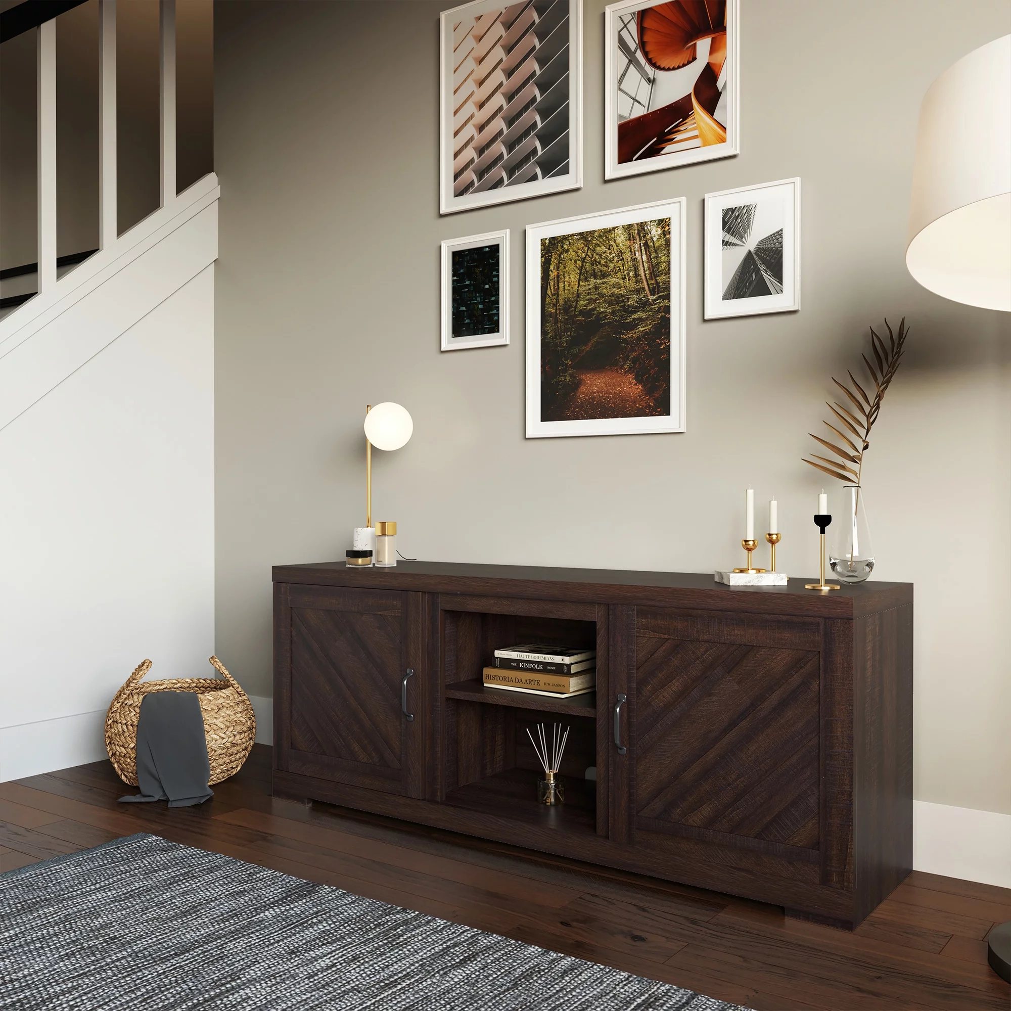 BELLEZE TV Stand Media Entertainment Center Console - Hilo (Espresso)