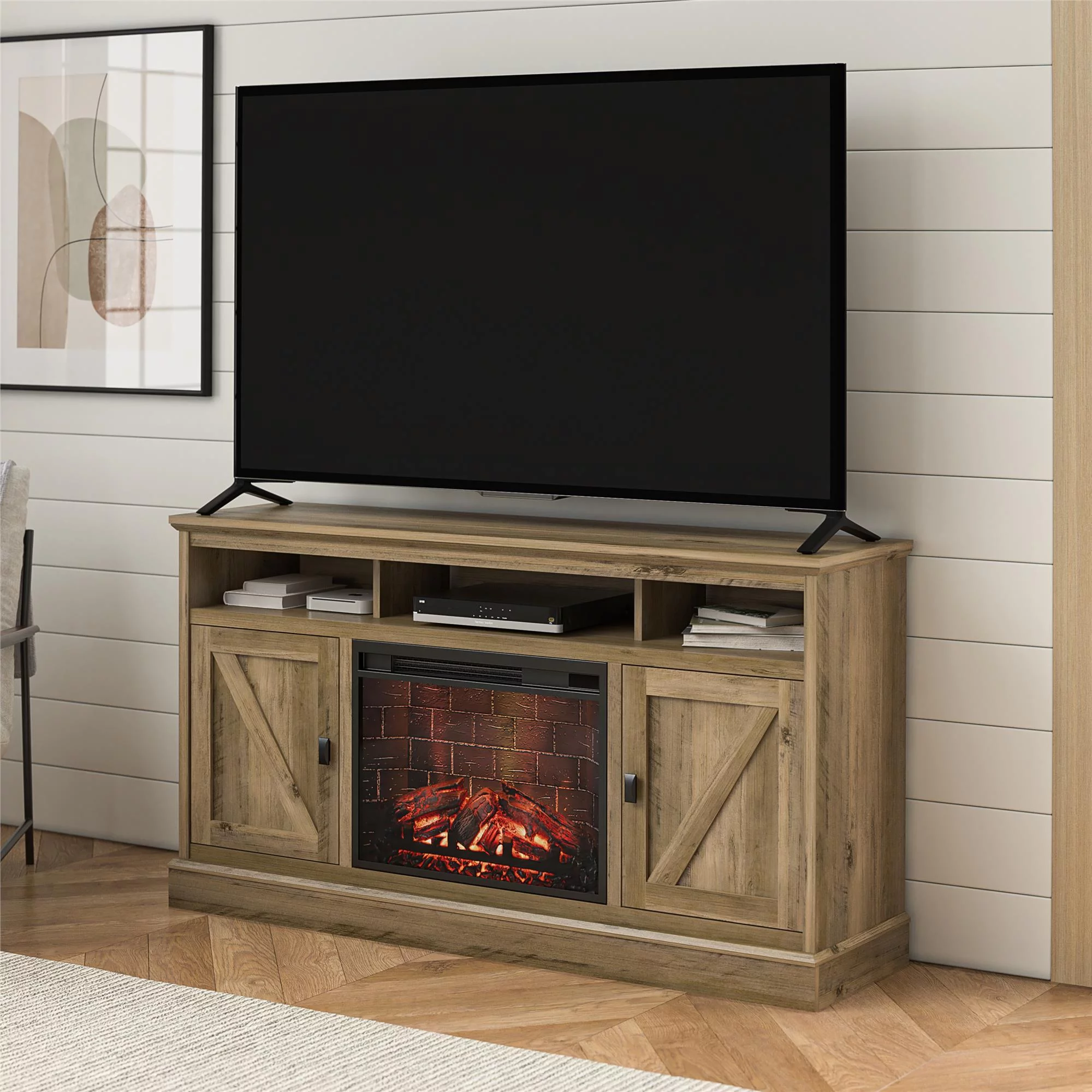 Ameriwood Home Ashton Lane Electric Fireplace TV Stand for TVs up to 65