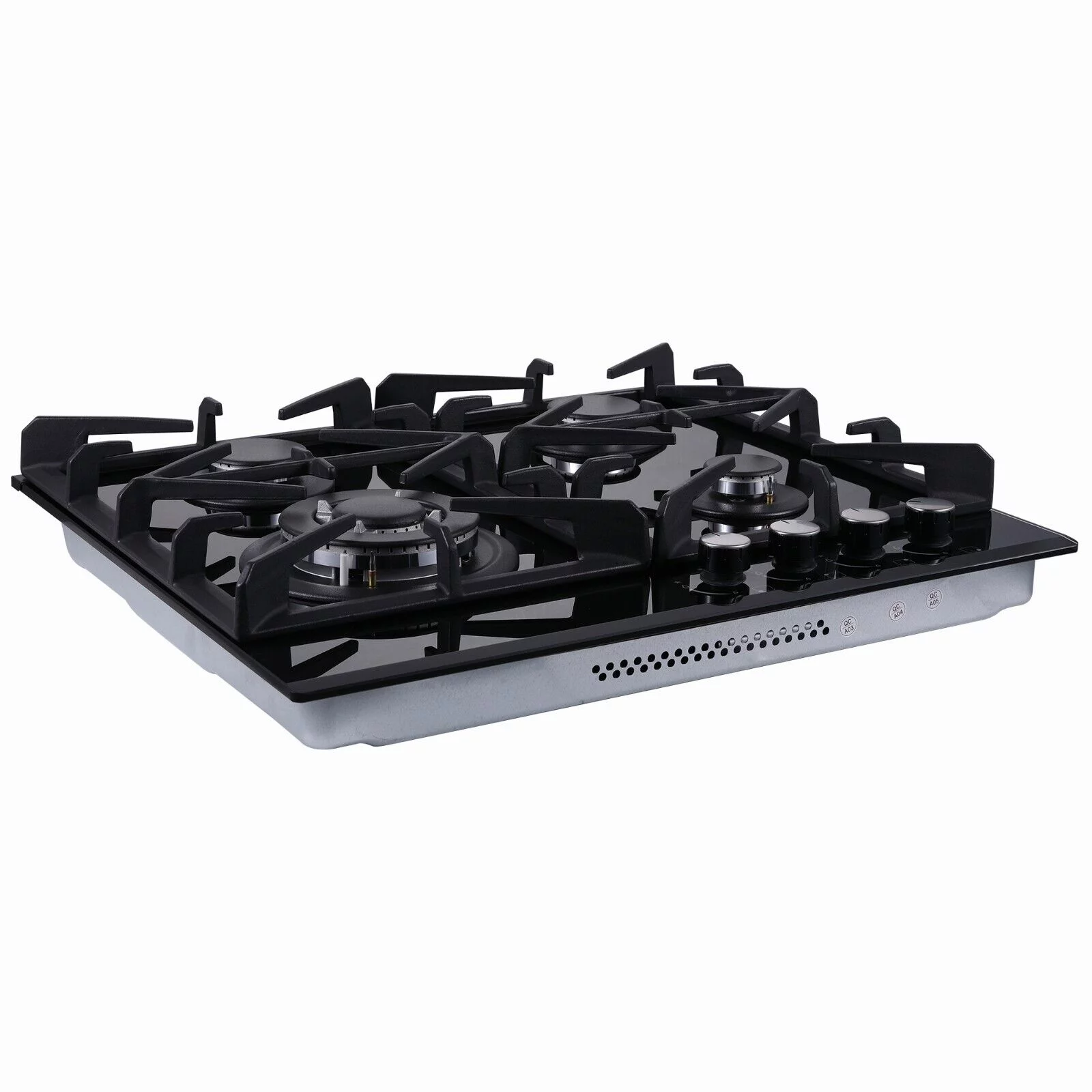 4-Burners Gas Cooktop 24 inch Stainless Steel Tempered Glass NG/LPG Convertible