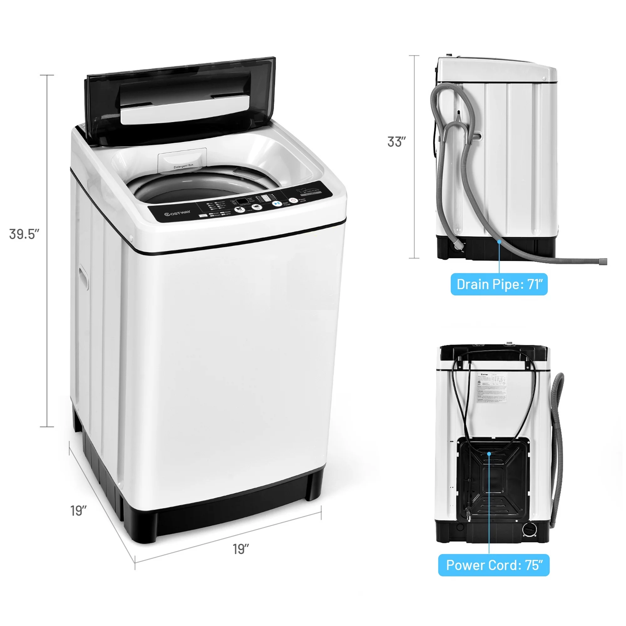 Gymax Compact Full-automatic Washing Machine Laundry Washer w/ 11 lbs Capacity White