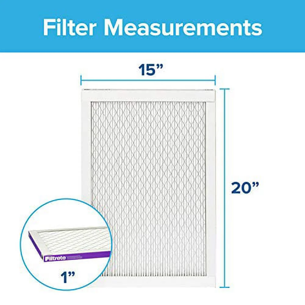 Filtrete 15x20x1, AC Furnace Air Filter, MPR 1500, Healthy Living Ultra Allergen, 6-Pack (exact dimensions 14.81 x 19.81 x 0.78)