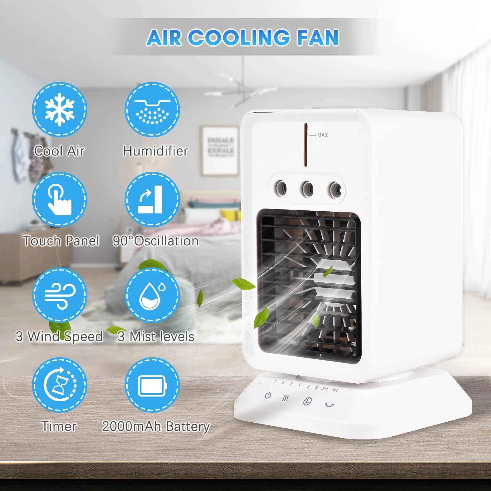 Air conditioning fan,Office Use Speeds Adjustable Wind Portable Fan Room With 3 Maiju 3 Wind Speeds Wind Usb Bedroom With 3 Wind Adjustable Wind Usb Cooler Room With Fan Air Cooler