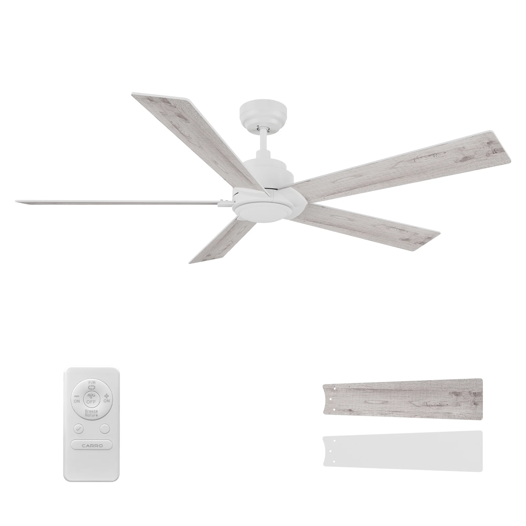 CARRO 60' Large ETL-certified Downrod Indoor Ceiling Fan with Remote No Light
