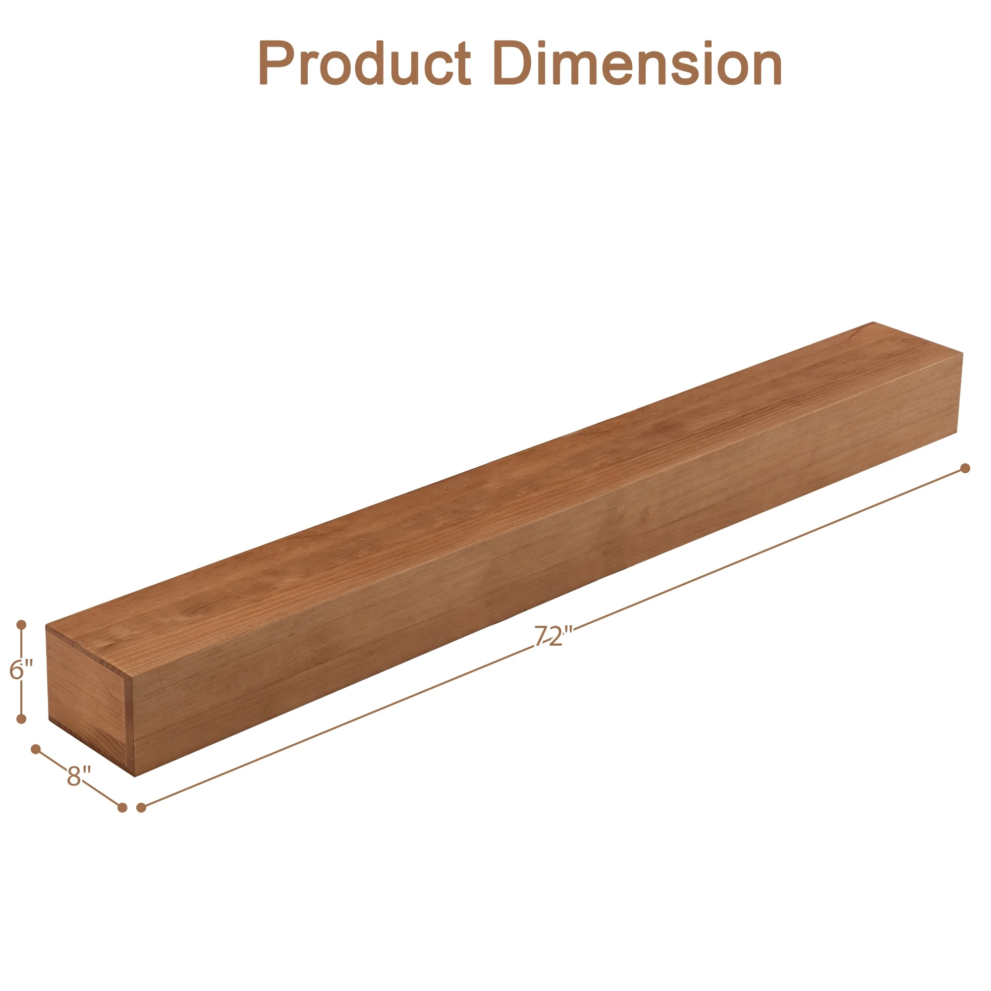 72' Wood Mantel Shelf Rectangle Mantel Fireplace Floating Living Room Mantel Shelf, Natural Color