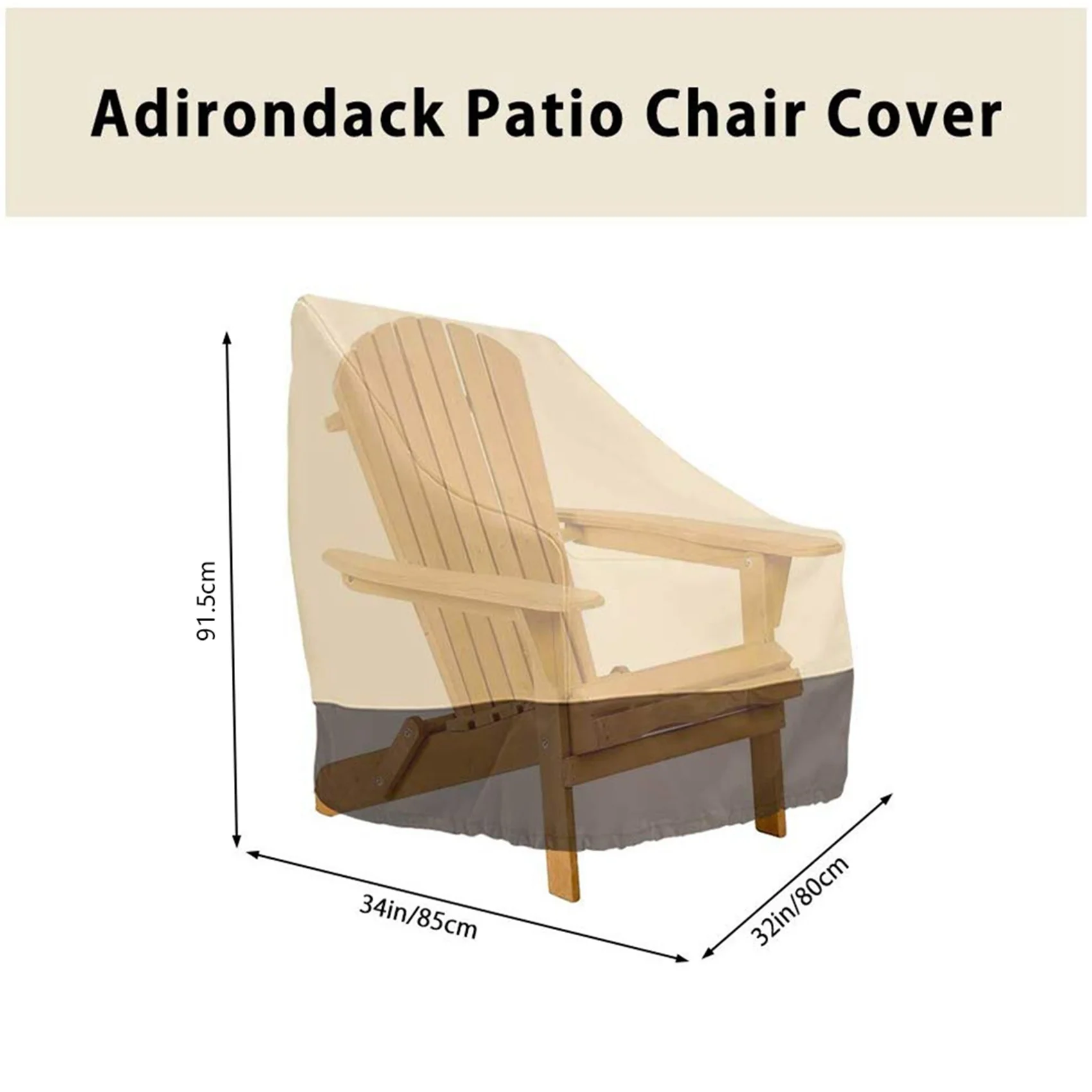 4 Pack Patio Adirondack Chair Cover 31X33X36 Inch Heavy Duty Outdoor Cover 420D, Waterproof Outdoor, Beige