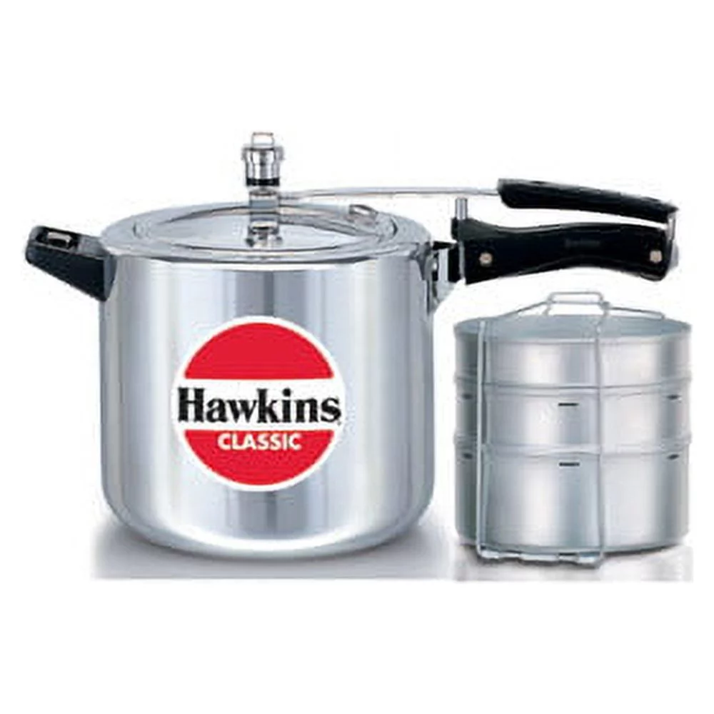 Hawkins CL51 5-Liter Classic New Improved Aluminum Pressure Cooker with Separator, Small, Silver