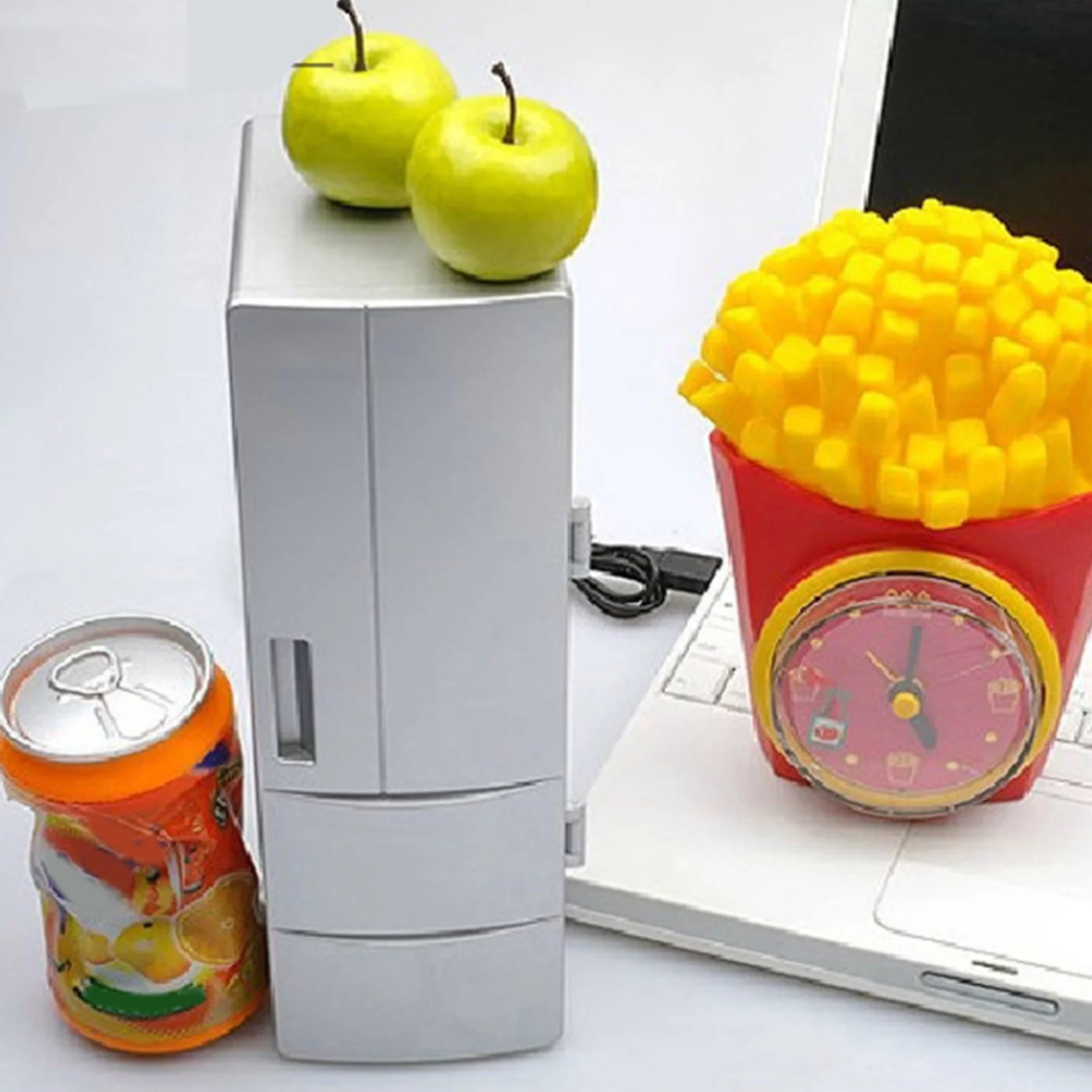 Decor Store Portable USB Mini Fridge Dual-Use ABS Mini Heating Cooling Refrigerator Drink Cooler for Office