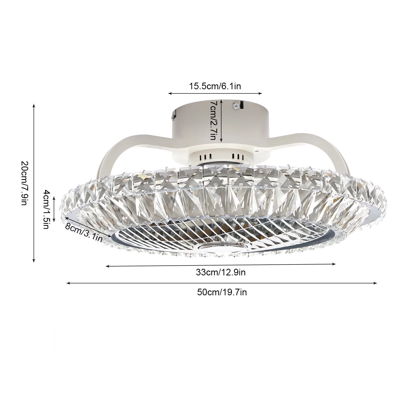 Crystal LED Chandelier Modern Ceiling Fan Light Ceiling Lamp with APP Remote