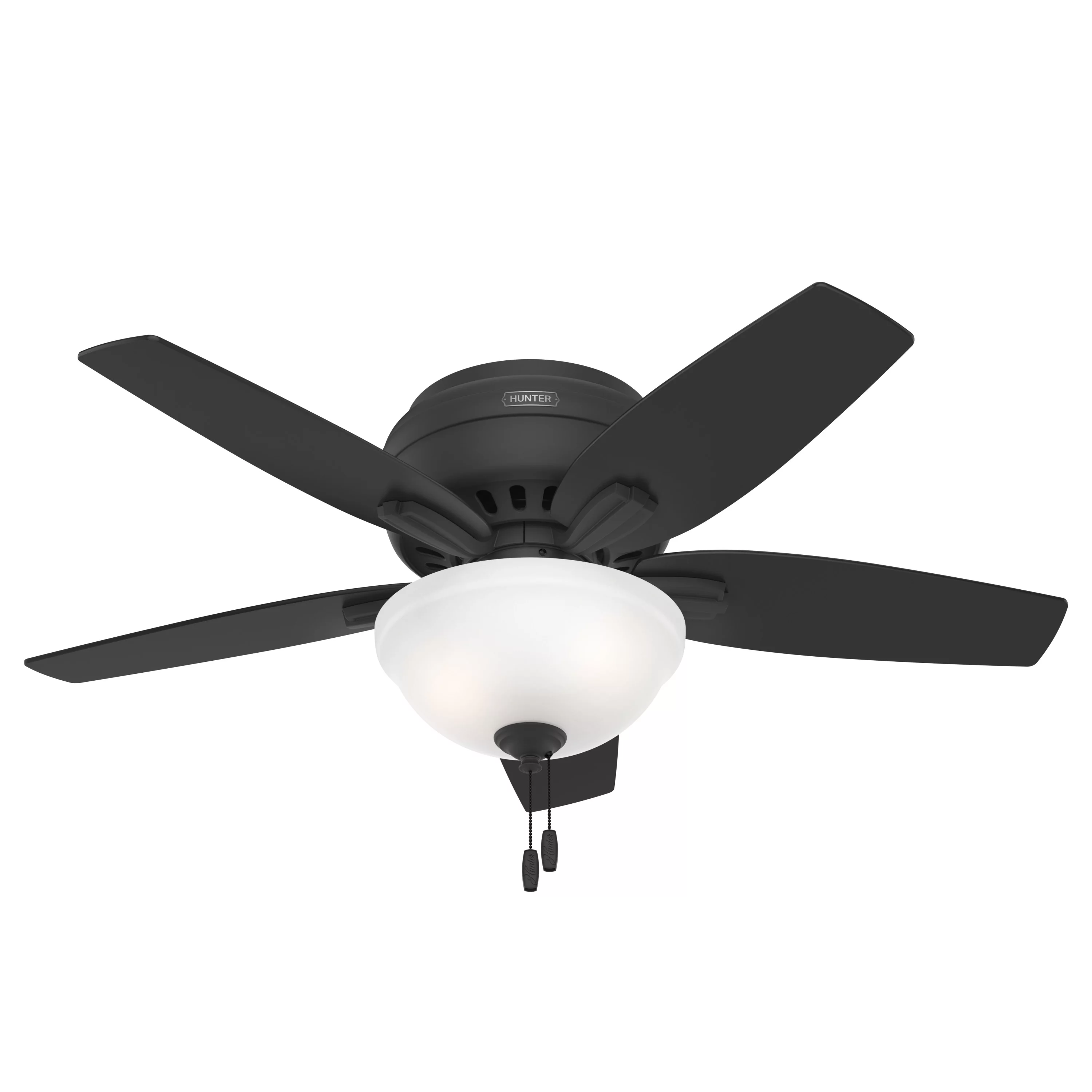 HUNTER - 52394 - Hunter 42 inch Newsome Matte Black Low Profile Ceiling Fan with LED Light Kit and Pull Chain