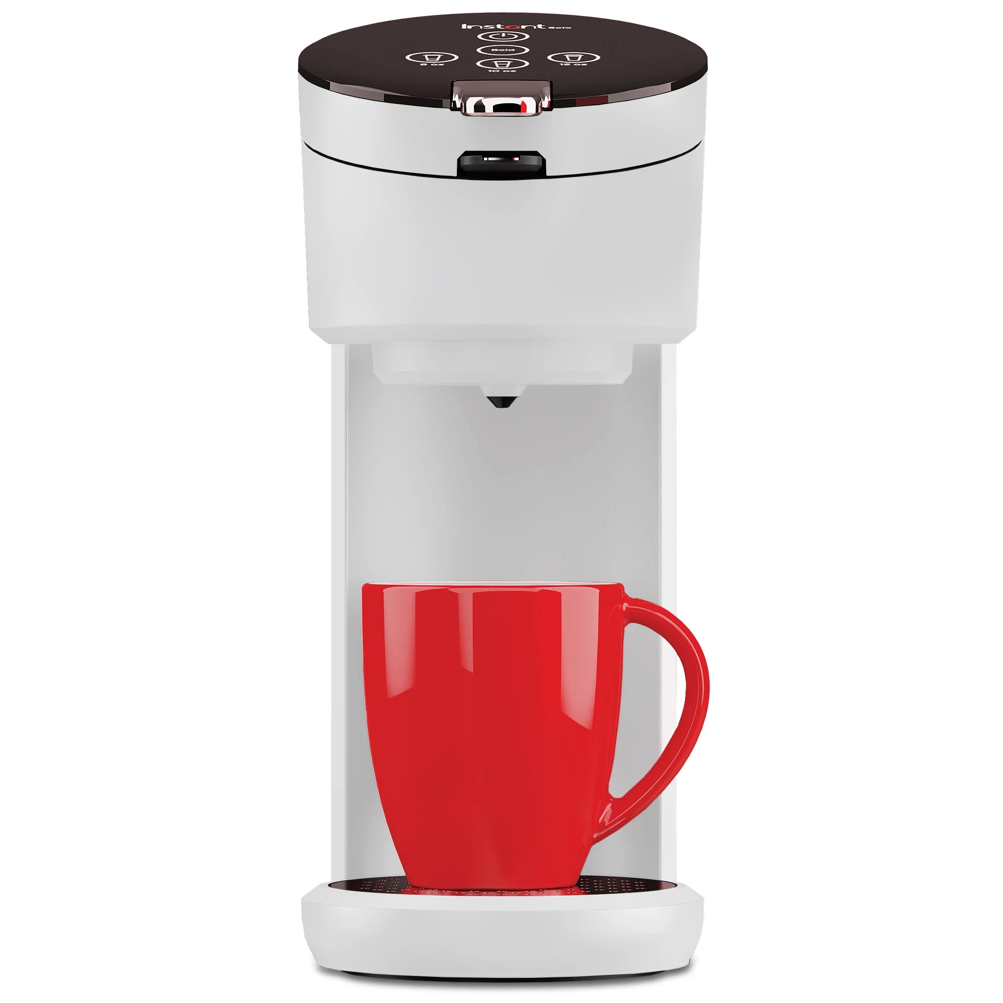 Instant Solo 2-in-1 Single Serve Coffee Maker for Ground Coffee or K-Cup Pods with 3 Brew Sizes, White