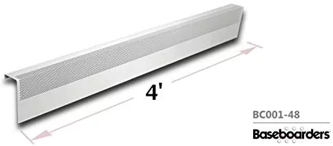 AUCHI Basic Series 4 ft Galvanized Steel Easy Slip-On Baseboard Heater Cover for Hydronic [Water] Systems - White | Model #BC001-48