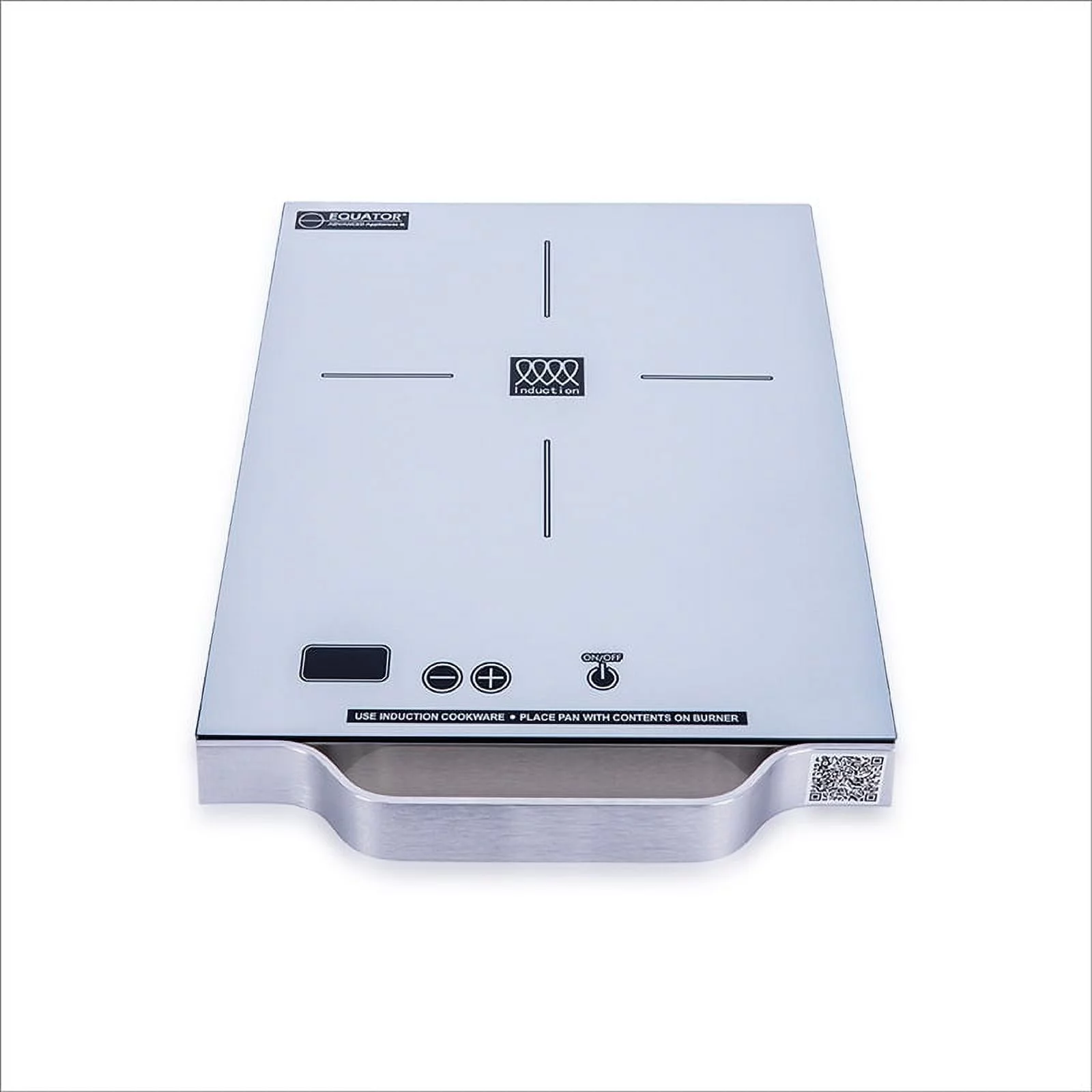 Equator 11inch Portable Single-Burner Induction Cooktop - with Handle in Silver