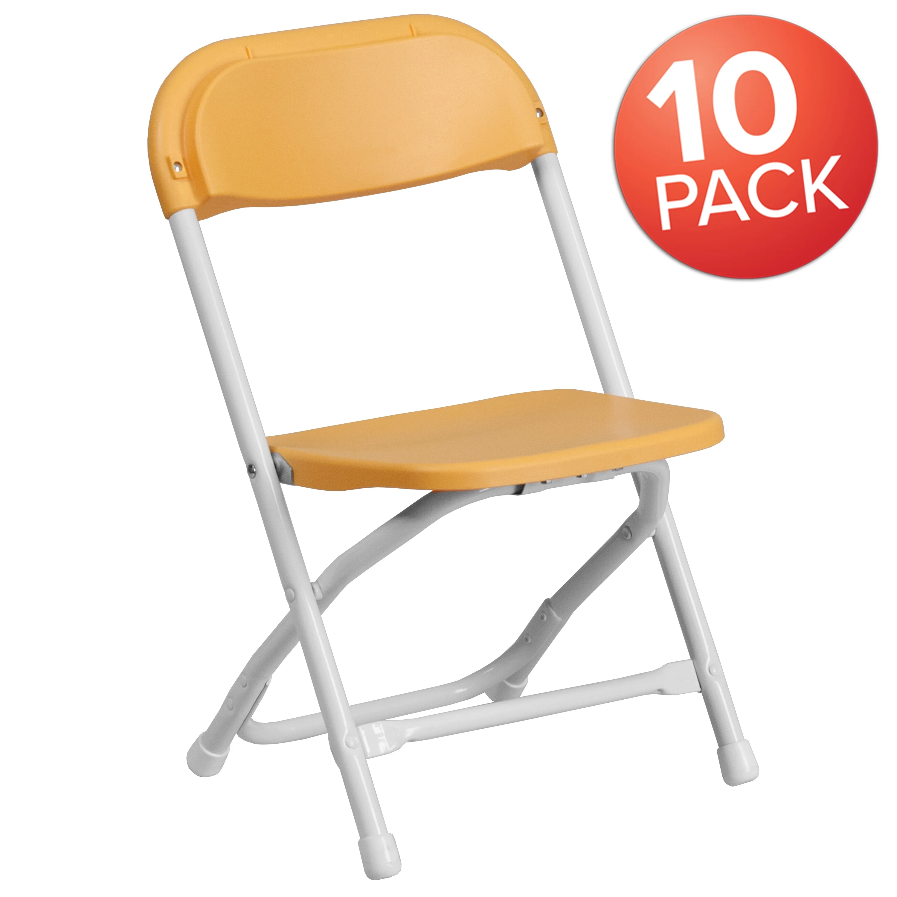 BizChair 10 Pk. Kids Yellow Plastic Folding Chair