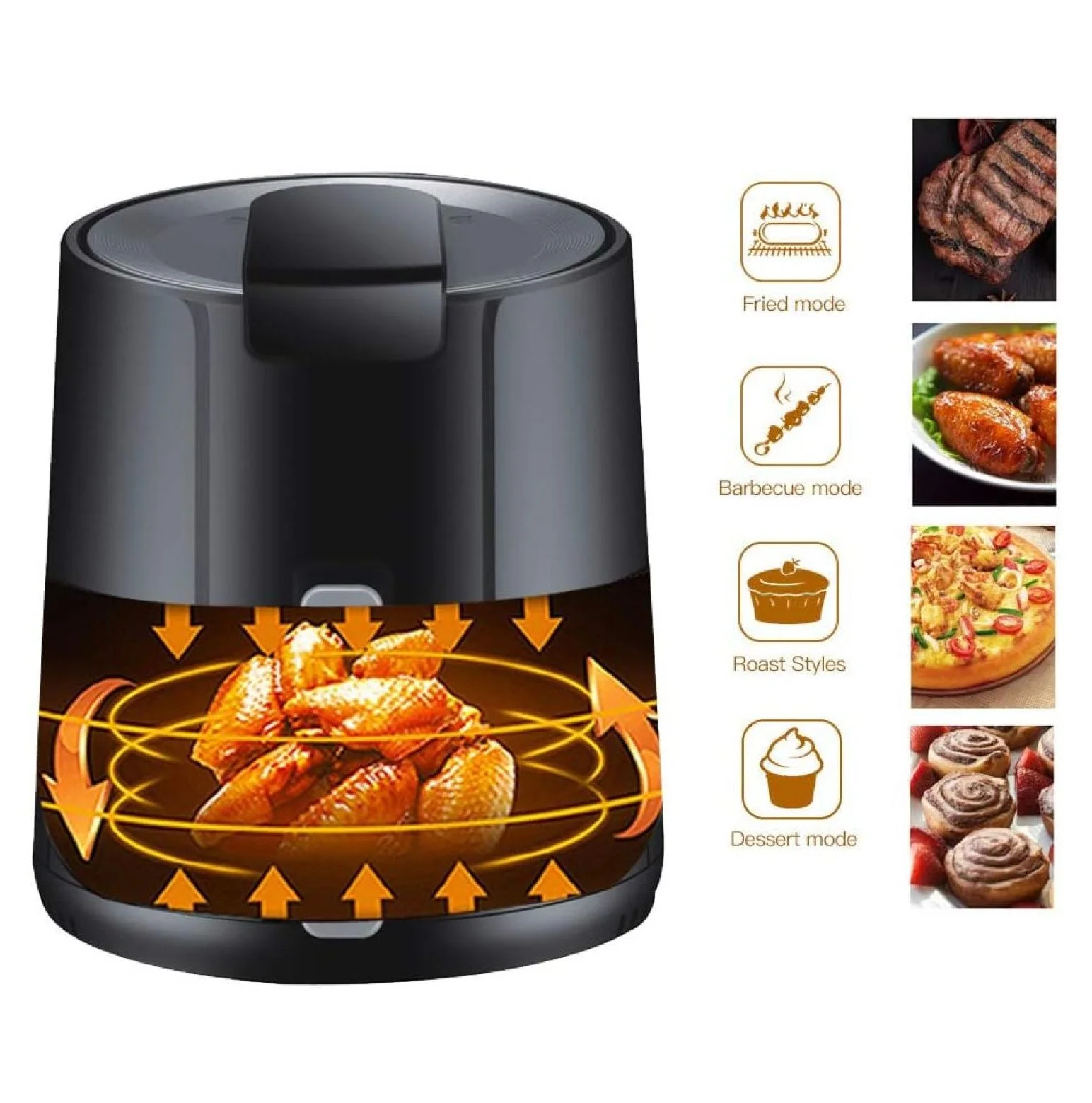 ByEUcuk Air Fryer 5L (5.8qt) Family Size Electric Hot Air Fryers XL Oven Oilless Cooker with Presets Nonstick Detachable Basket UL Certified 1500W Multi Mode LCD Timer - Black