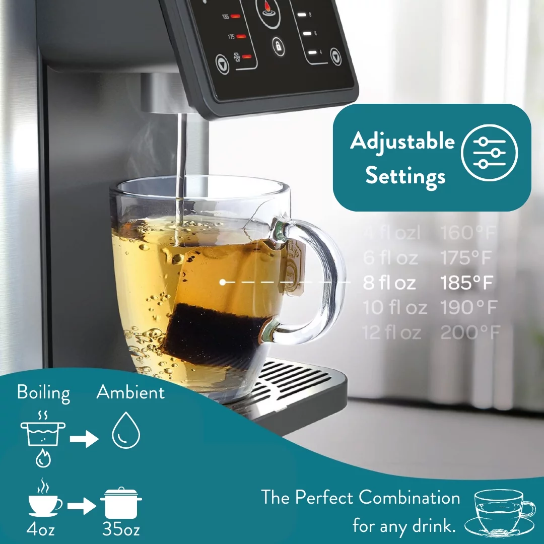 Aqua Optima Countertop Instant Hot Filtered Water Dispenser, Multifunction Electric Kettle, Auto Dispense, No Installation Required