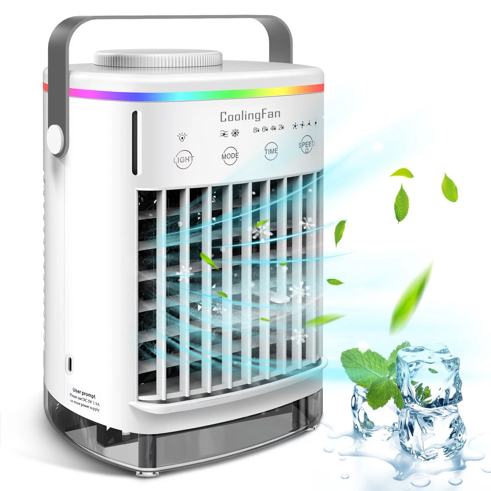4 In 1 Mini Portable USB AirConditioner Fan Personal Space AirCooler Fan Evaporative Portable Cooler With 700ml Water