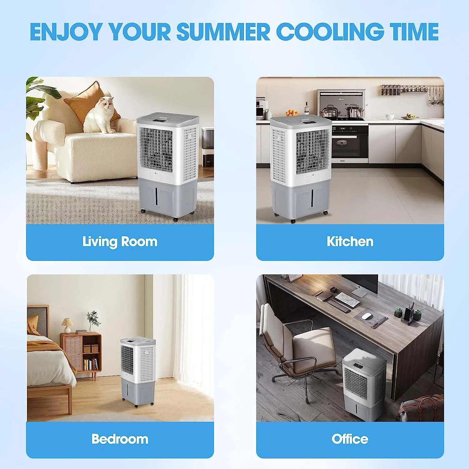 Evaporative Air Cooler, Linor 3531CFM Portable Swamp Cooler with 10.6 Gal Large Tank, Remote Control, 24H Timer, 3 Wind Speeds, 2 Ice Packs, 130�� Oscillation Garage Cooling System for Indoor, Outdoor