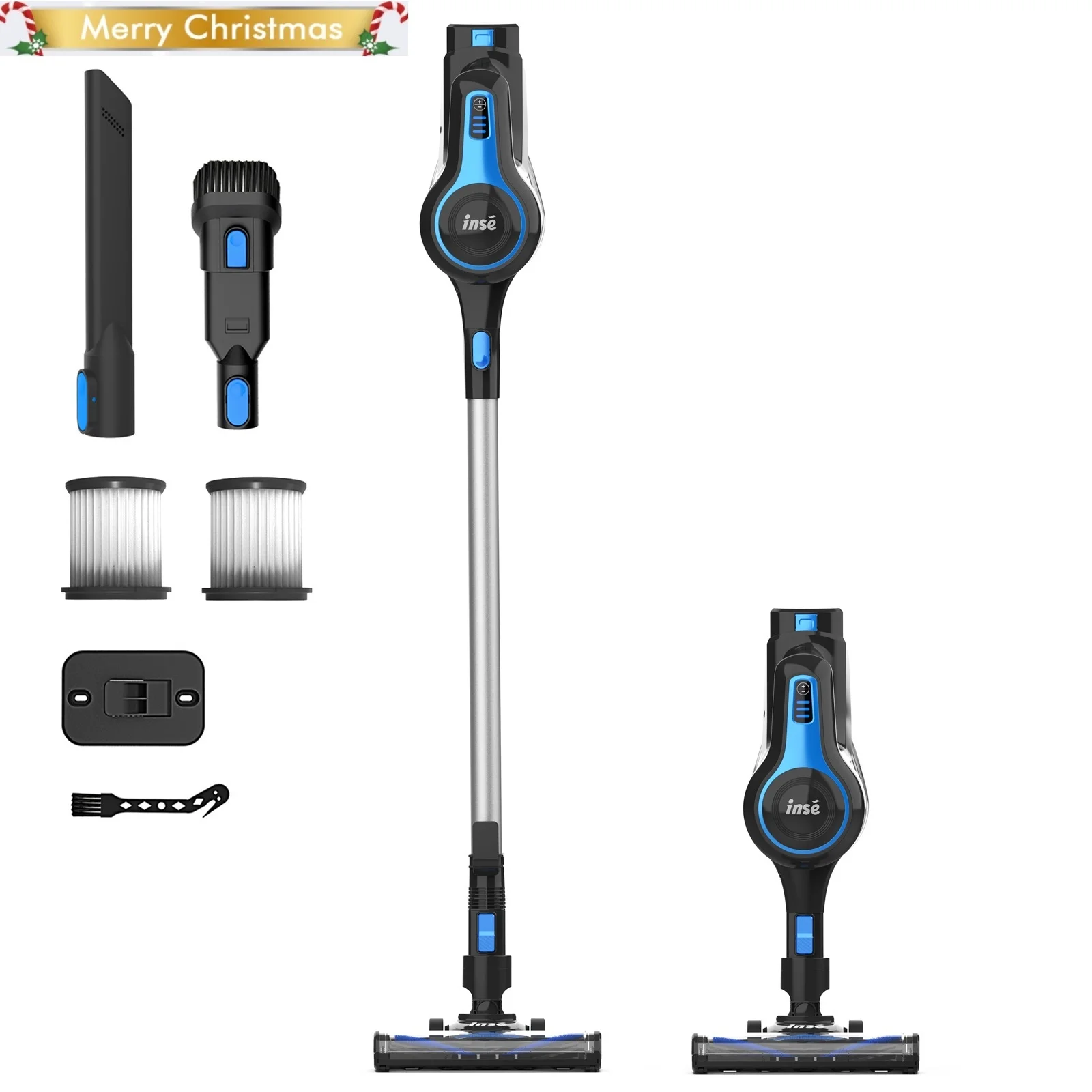 INSE Cordless Vacuum Cleaner, 6-in-1 Rechargeable Stick Vacuum with 2200 mAh Battery, 20kPa Powerful Lightweight Vacuum Cleaner, Up to 45 Mins Runtime, for Home Hard Floor Carpet Pet Hair