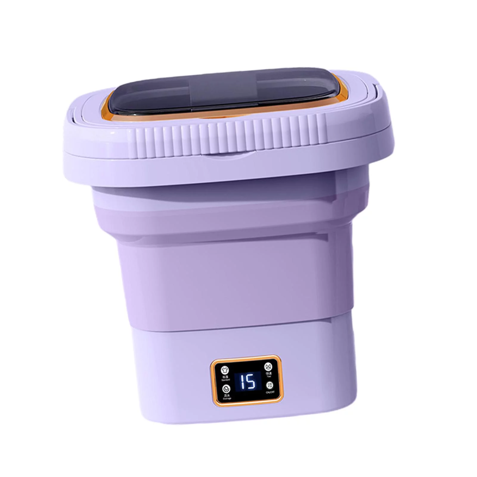 Foldable Mini Washing Machine, Small Bucket Washer, Folding Washing Machine Gifts for Family 9L violet clear lid