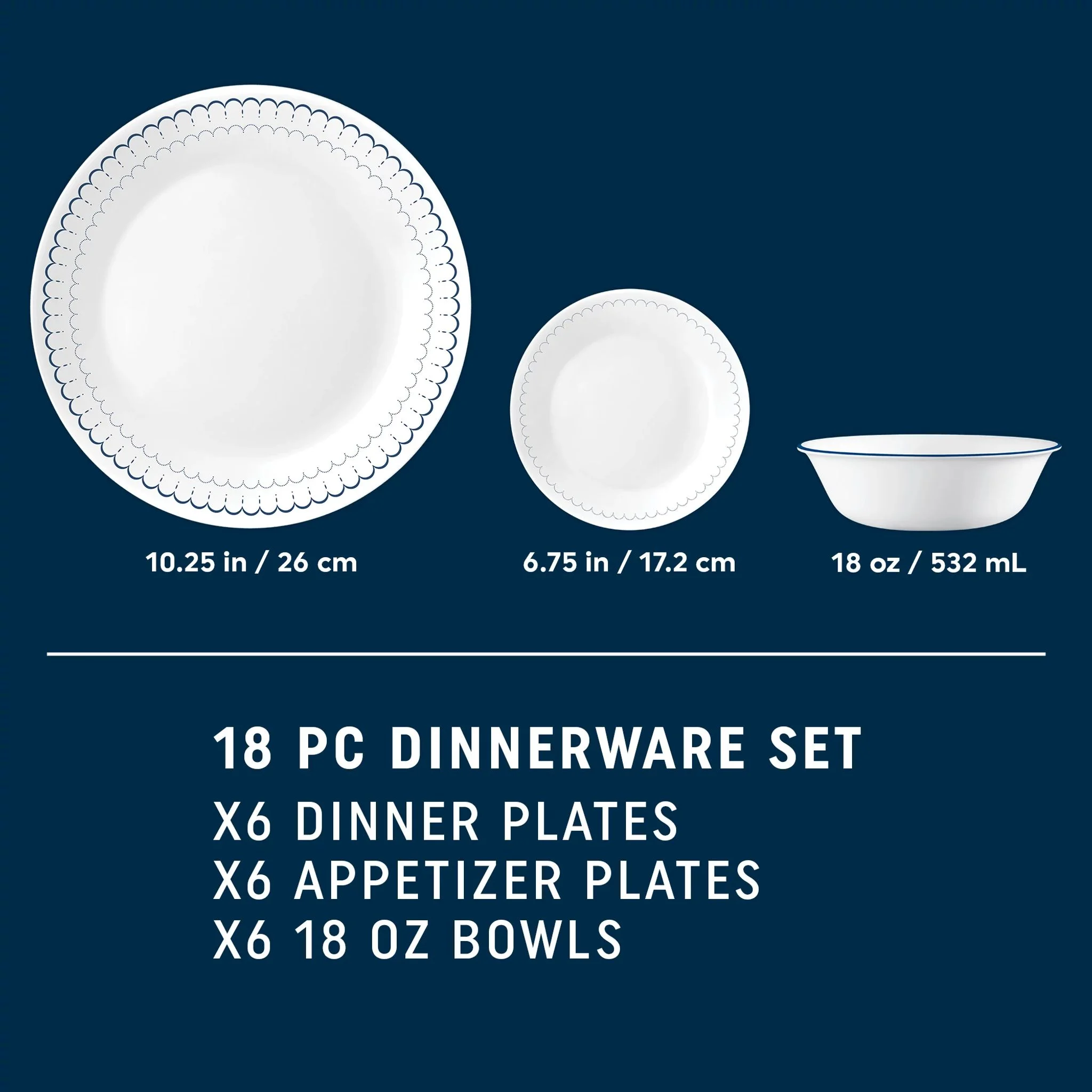 Corelle Caspian Lace 18-piece Dinnerware Set, Service for 6