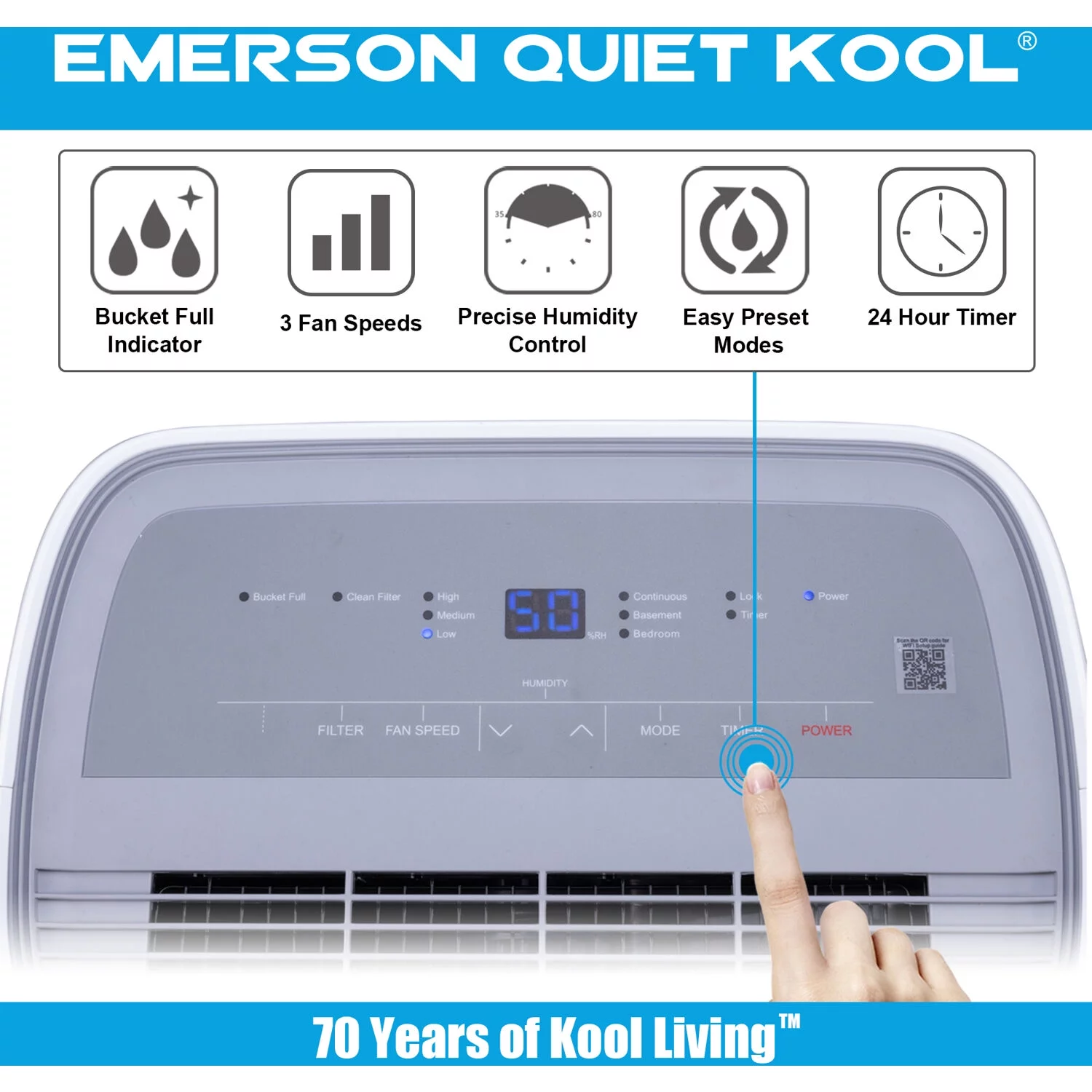 Emerson Quiet Kool High Efficiency 40-Pint SMART Dehumidifier with Wi-Fi and Voice Control