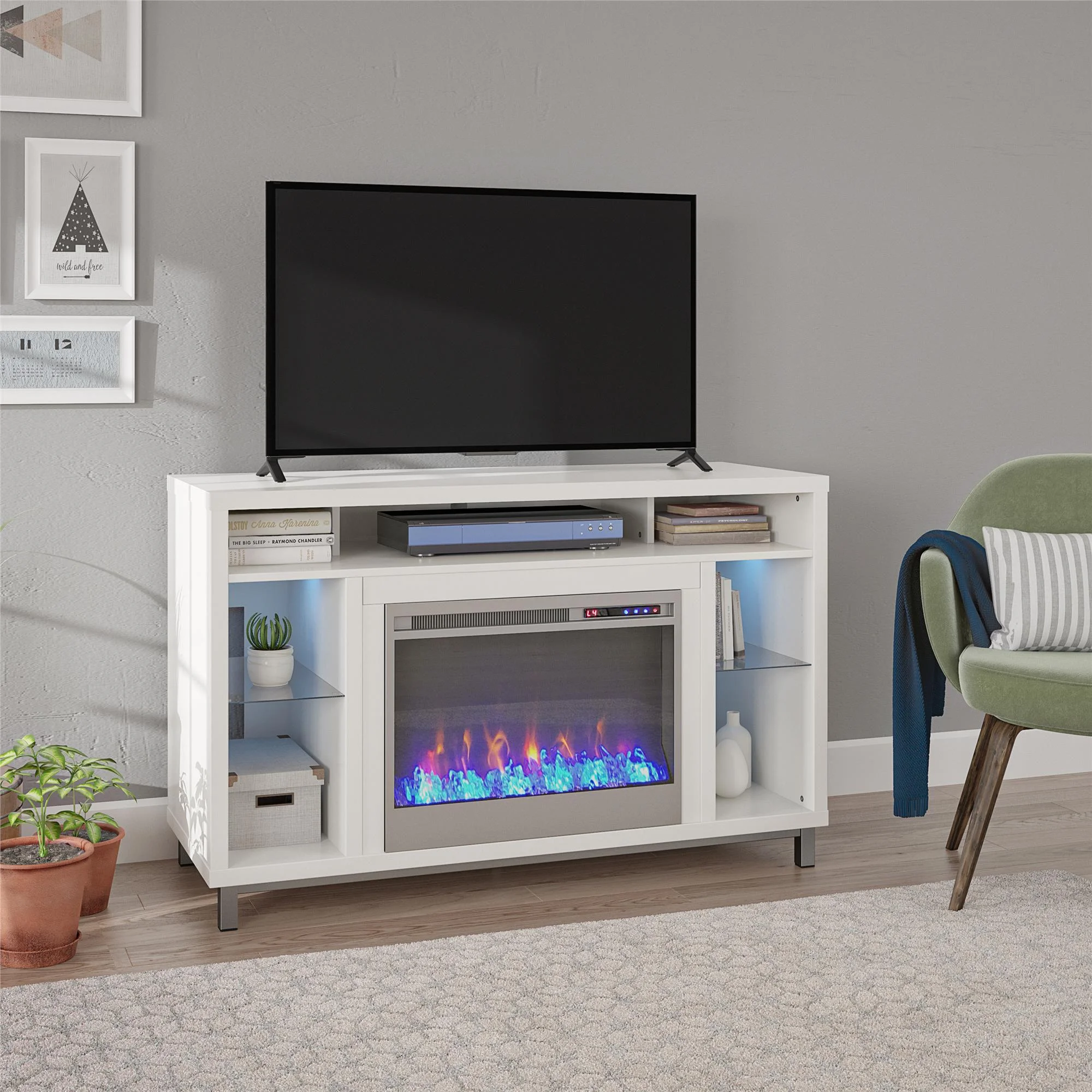 Ameriwood Home Lumina Fireplace TV Stand for TVs up to 48