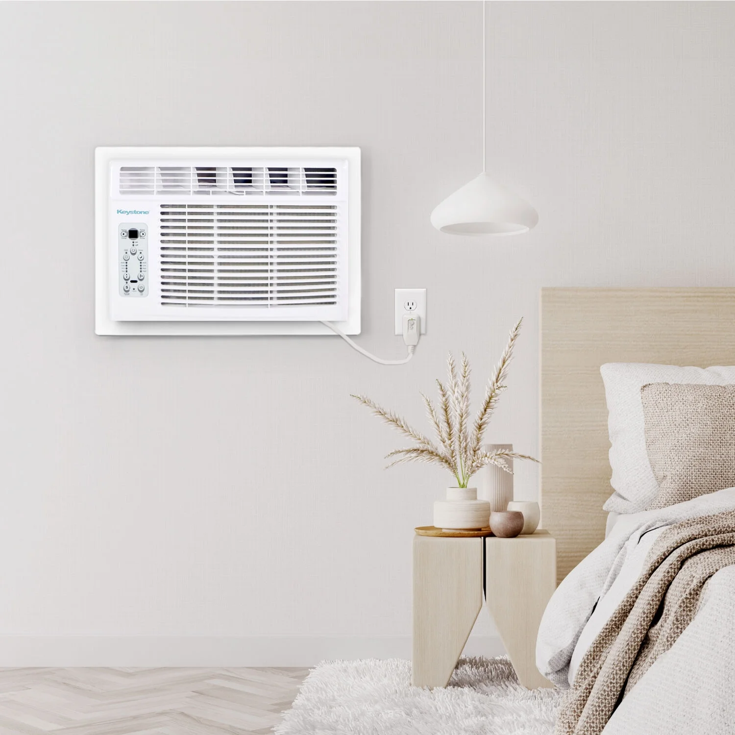 Keystone 8,000 BTU 350 sq ft Window/Wall Air Conditioner with 3,500 BTU Supplemental Heat, White,KSTHW08B