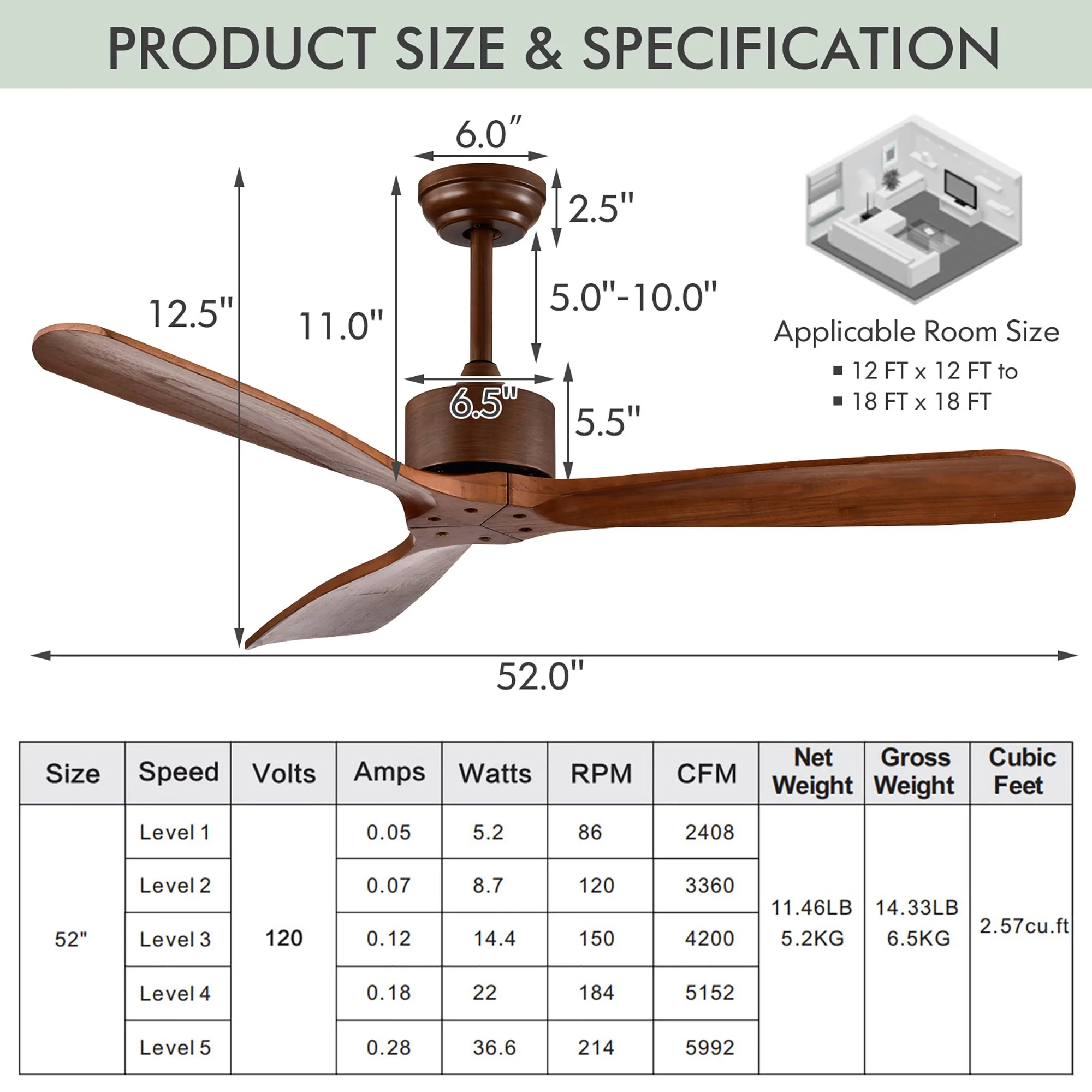 Gymax 52'' Modern Ceiling Fan No Light Indoor Outdoor w/Remote Control