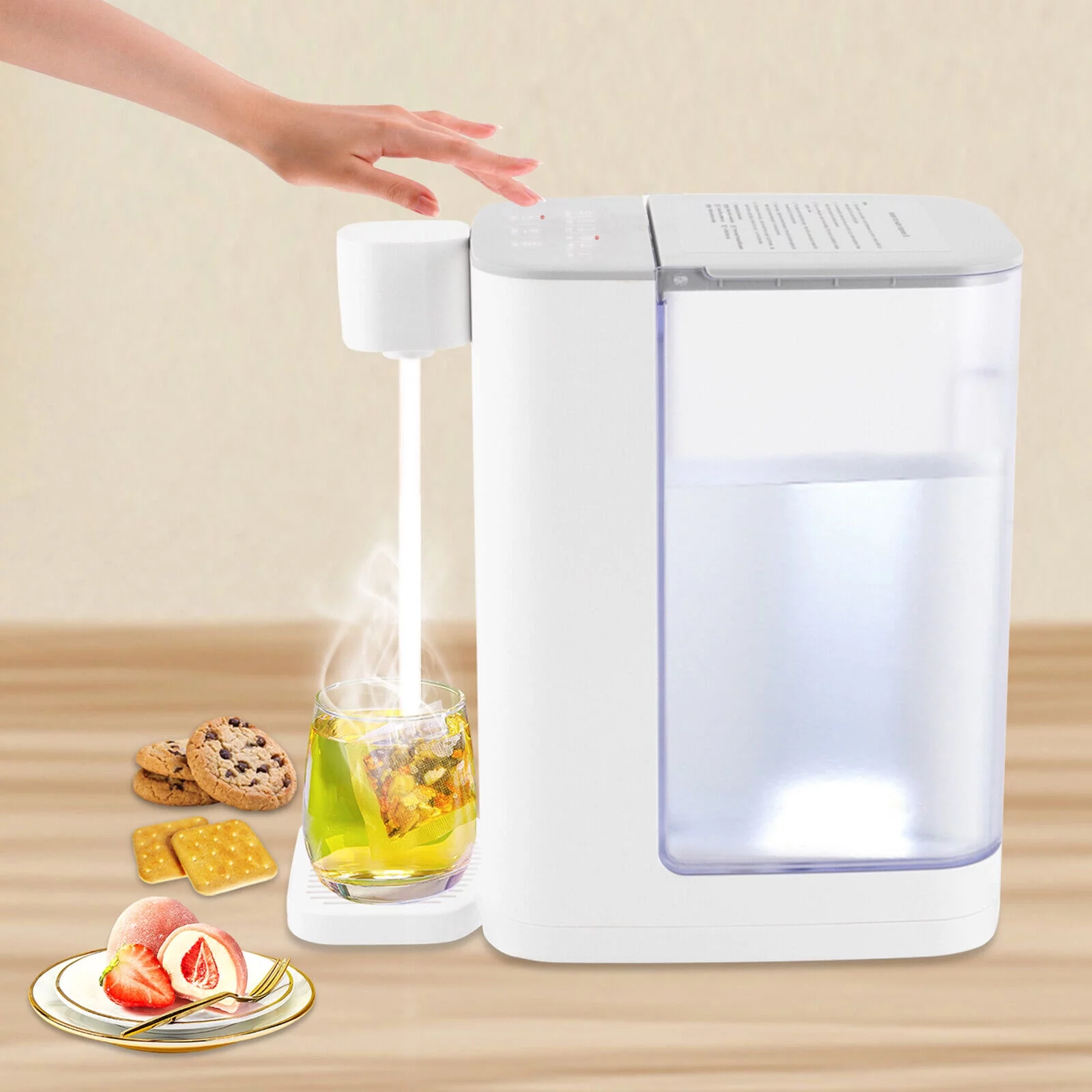 3L Electric Kettle, 102 Ounce White Instant Hot Water Dispenser for Quick Heating & Outputting 1600W