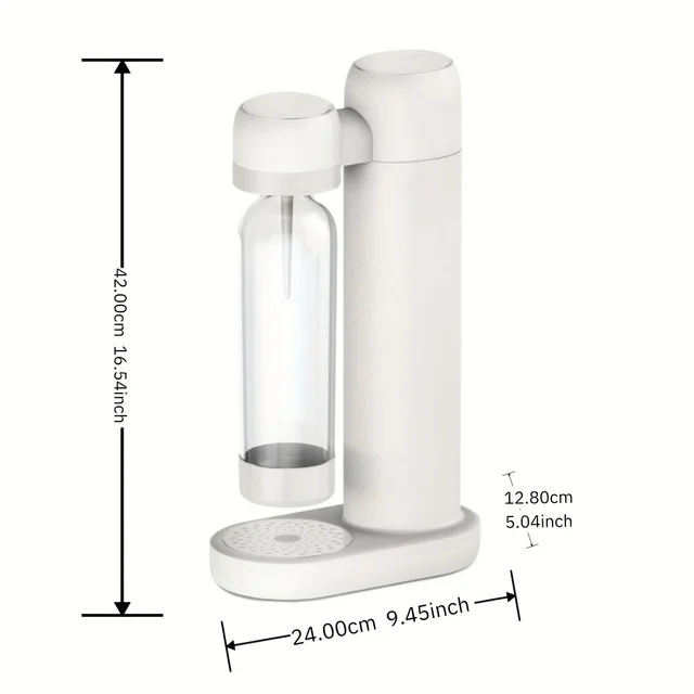Homemade Sparkling Water Machine, 1L Bottled Soda Machine, Easy to Operate, Specially Designed to Withstand Carbonation Pressure (White)
