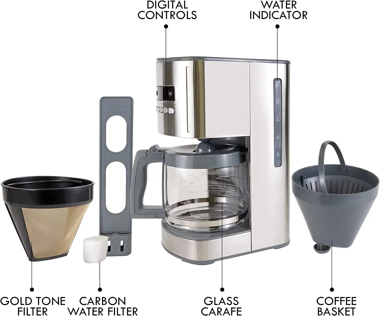 Kenmore Aroma Control 12-Cup Programmable Coffee Maker with Strong Brew Selector, Stainless steel