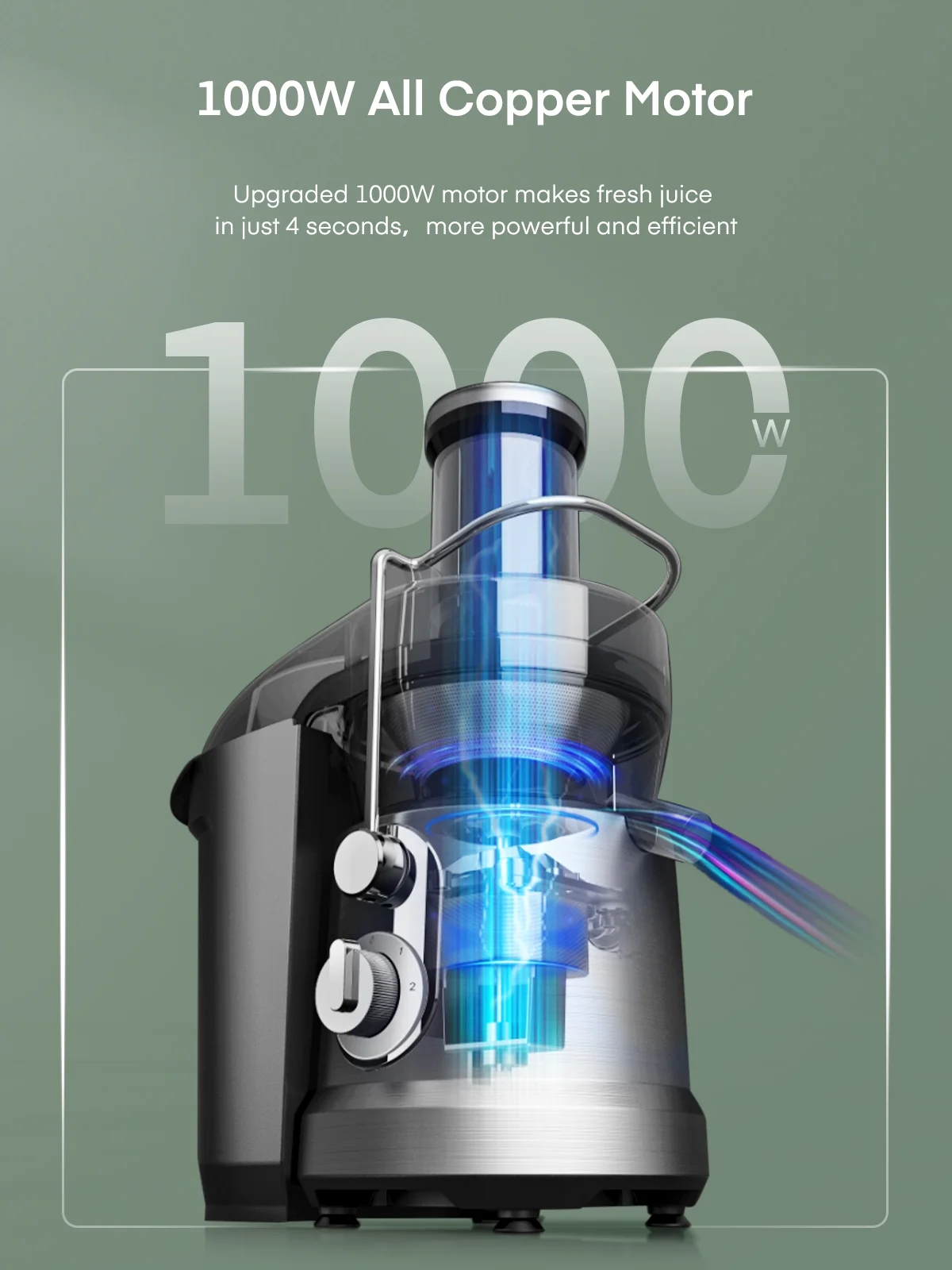 1300W Juicer Machines Easy Clean, Juilist Juice Extractor Machine w/ 3.2' Wide Feed Chute for Whole Fruits and Veggies, BPA-free