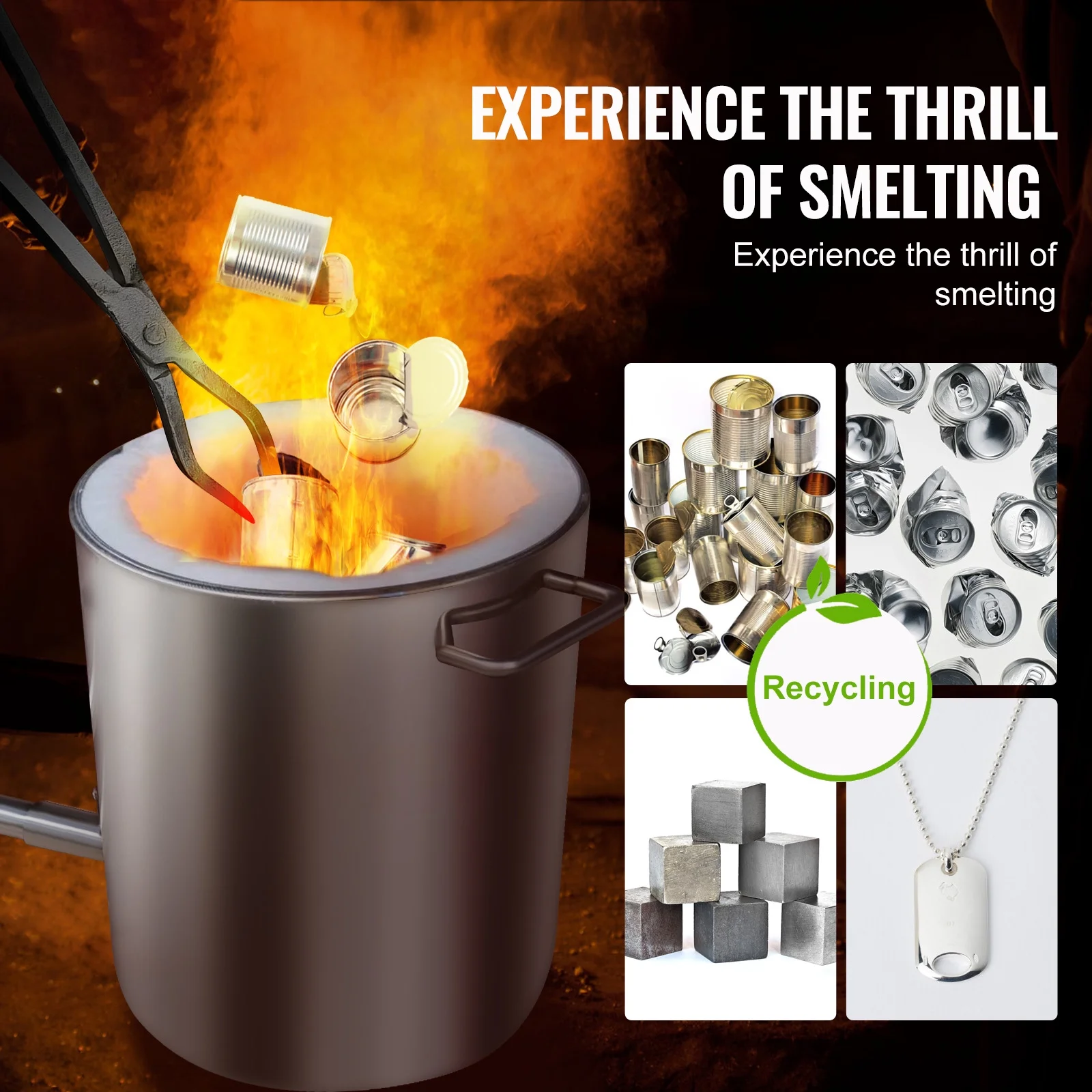 BENTISM 6KG Propane Smelting Furnace Kit, 2700�H Melting Propane Furnace Stainless Steel