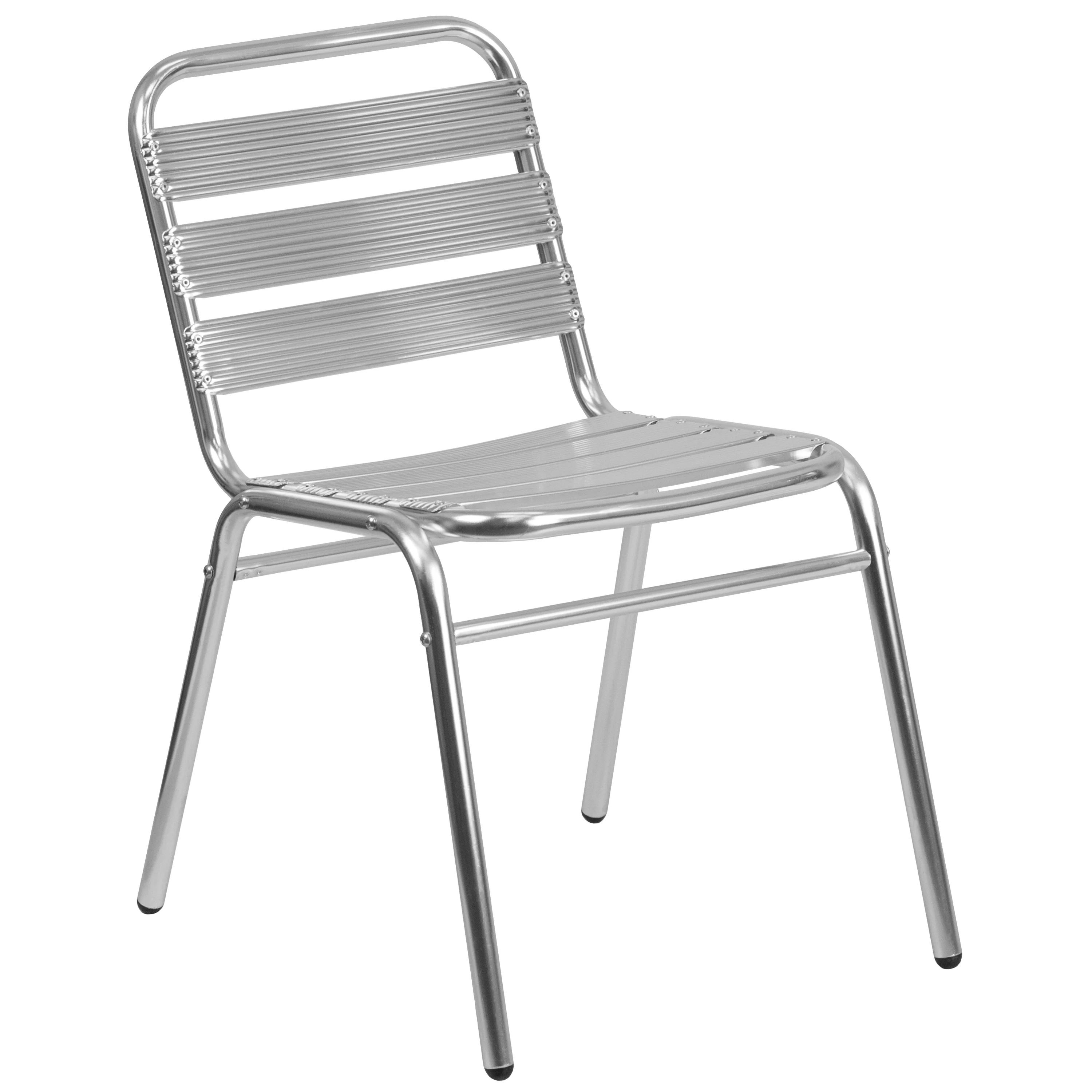 Emma + Oliver Aluminum Indoor-Outdoor Stack Chair with Triple Slat Back