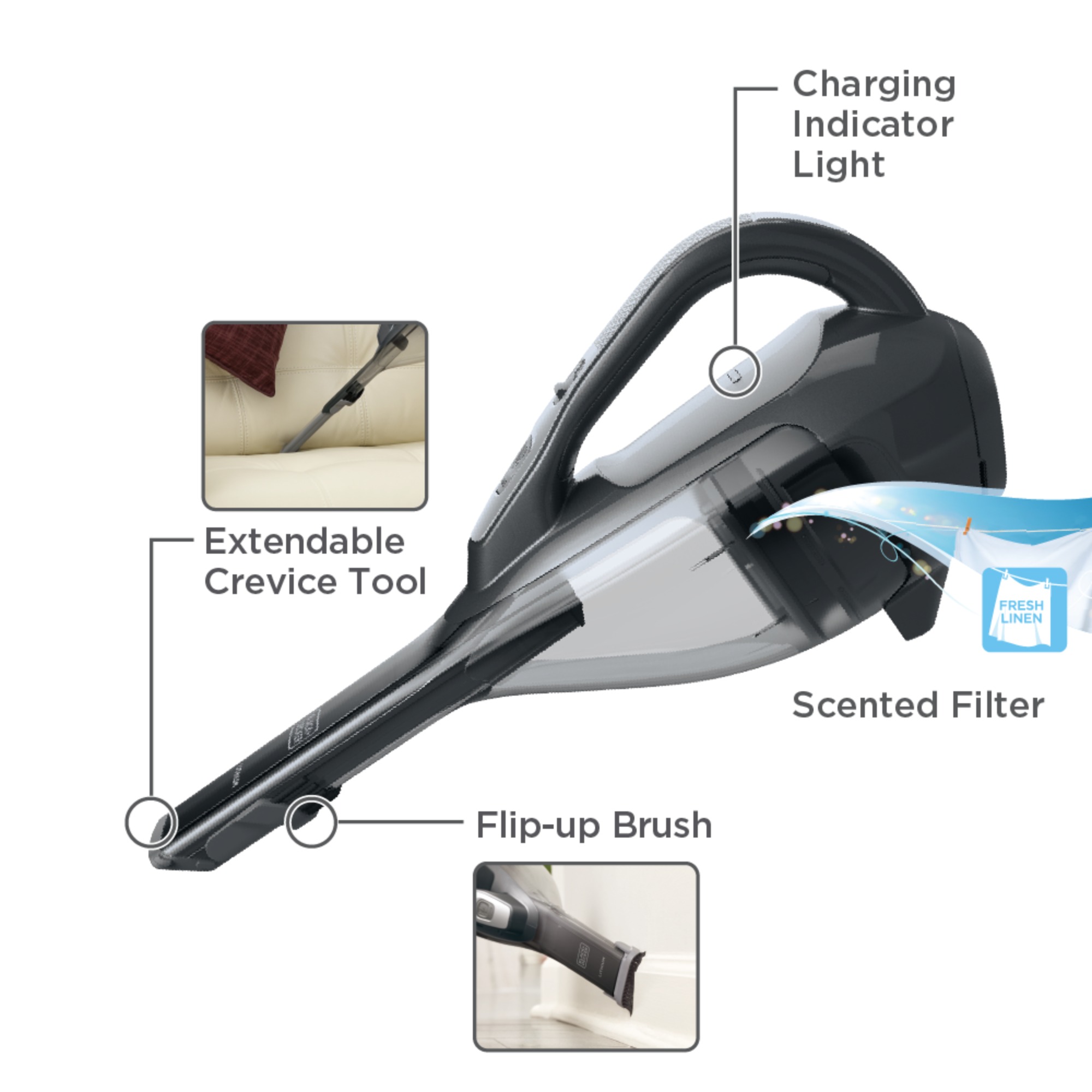 BLACK+DECKER Cordless Lithium Hand Vacuum (Titanium), HLVA325BS21