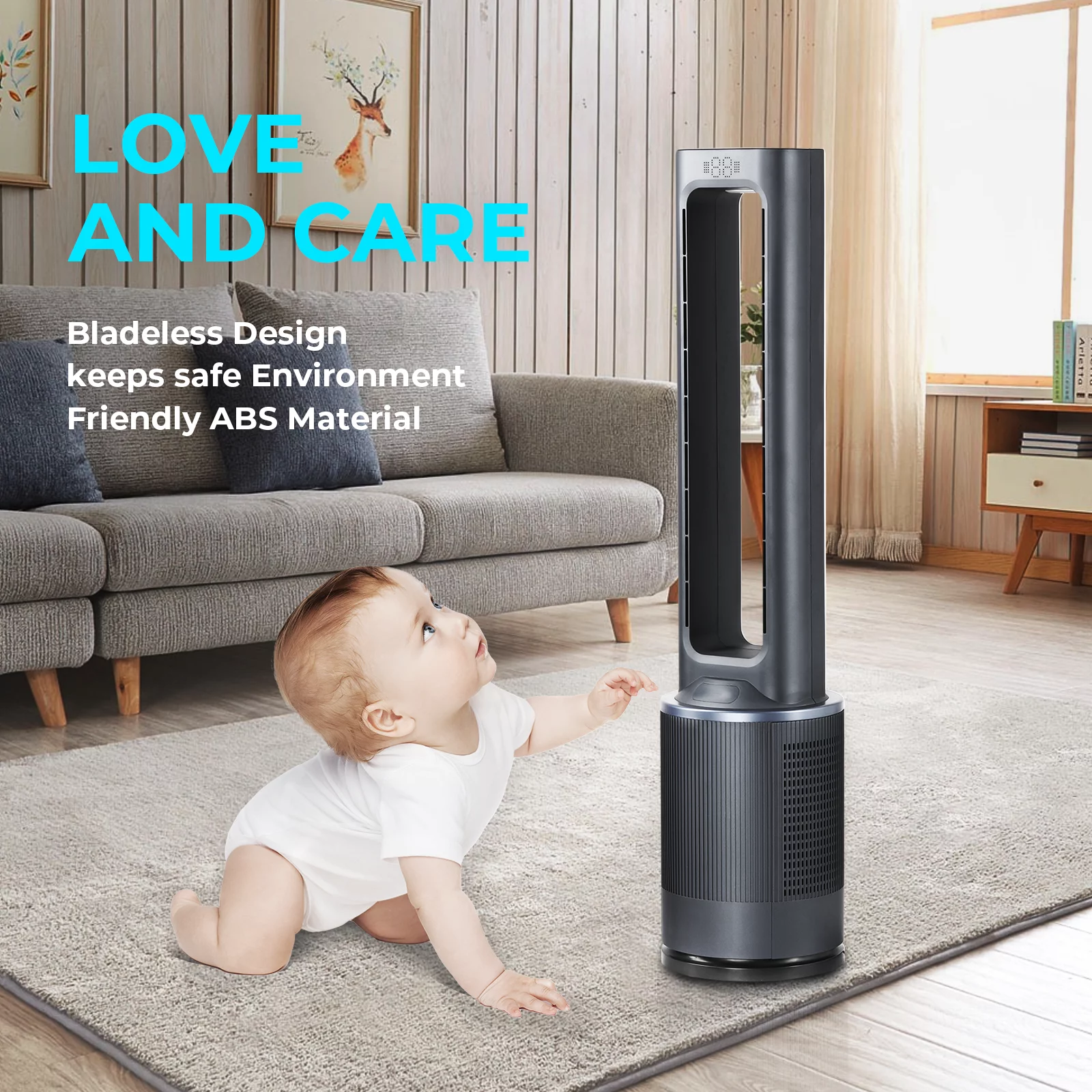 Clearance! 42 inch Bladeless Fan, Standing Fan, Tower Fan, 12 Speeds Settings, 15Hour Timing Closure Bladeless Fan, Stylish And Modern Fan, Low Noise