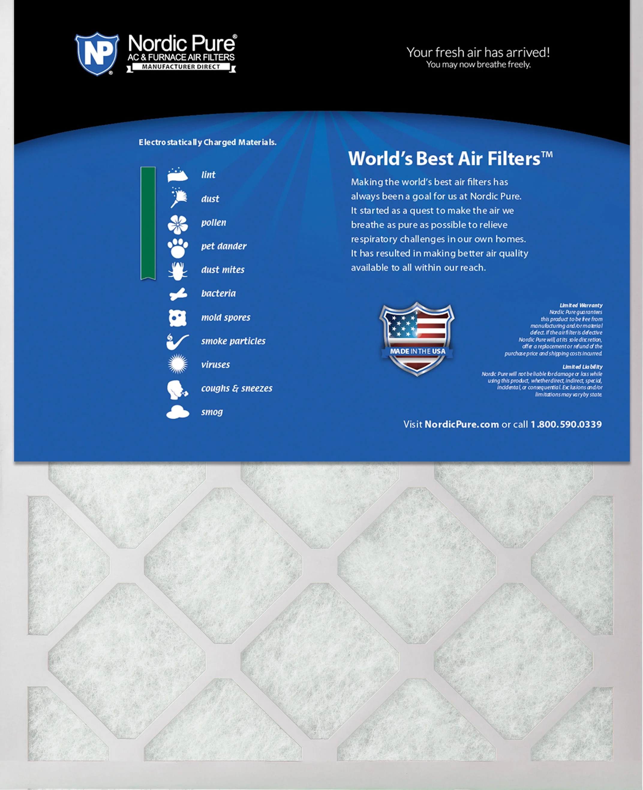 20x20x1 (19_1/2x19_1/2) Pure Green Eco-Friendly AC Furnace Air Filters 6 Pack
