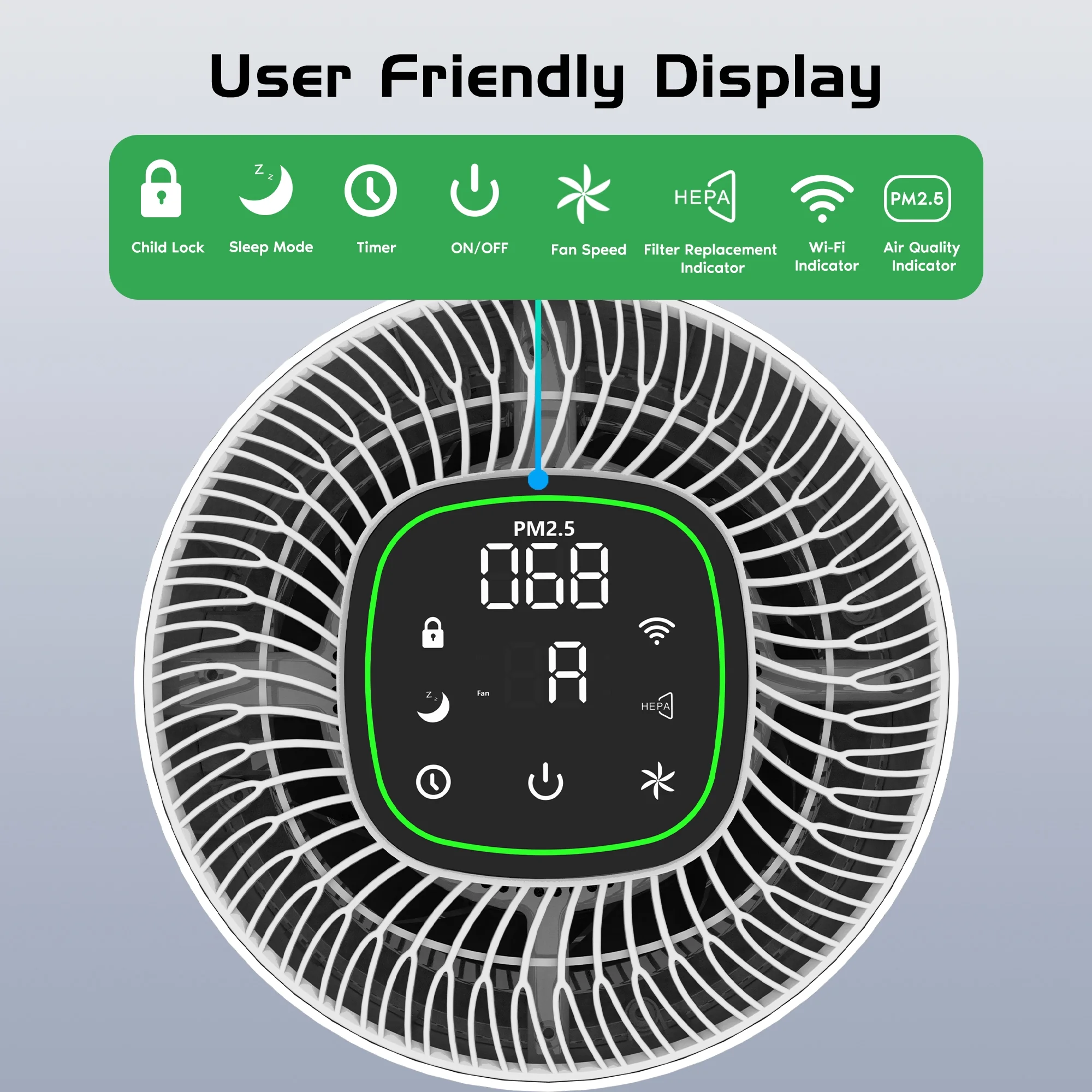 GCZ Air Purifiers for Allergies and Asthma, up to 1900 Sq.ft WiFi Air Purifier for Large Room, H13 True HEPA Filter Air Purifiers Remove 99.97% of Mold, Pet Hair, Smokers, Odors, Dust, Pollen, Odor