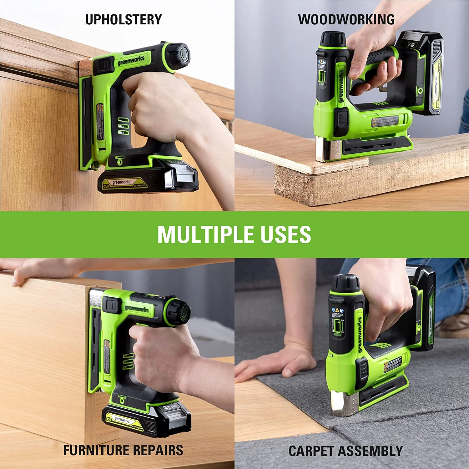 Greenworks 24V 3/8' Cordless Battery Crown Stapler w/ 2.0Ah Battery & Charger